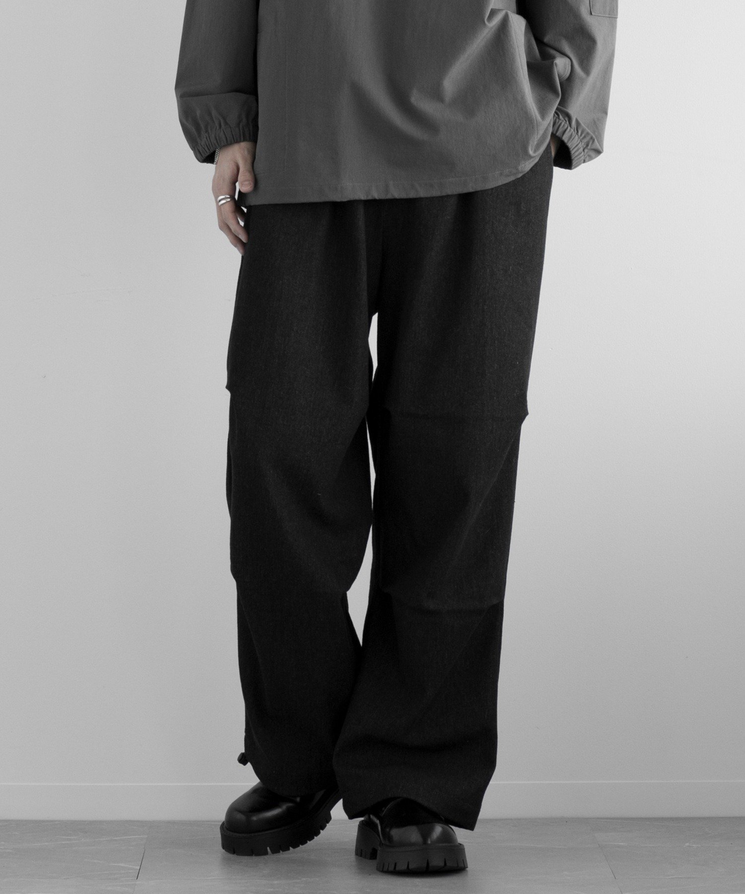 【SALE／20%OFF】aimoha MENS aimoha MEN/ TRACK WIDE LOOSE PANTS パラシュート パンツ アイモハ パンツ その他のパンツ ネイビー ブラック【送料無料】