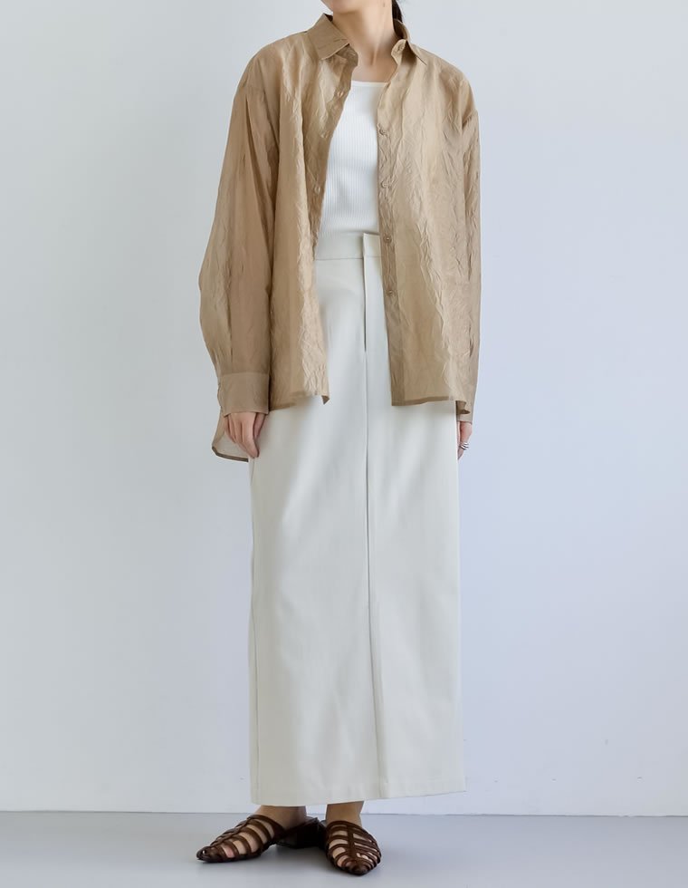 【SALE／35%OFF】Re:EDIT ライトツイルサイドラインor無地ナロースカート リエディ スカート ロング・マキシスカート ベージュ ホワイト ブラック グレー stylife-15056696 Rakuten Fashion サンプル画像2