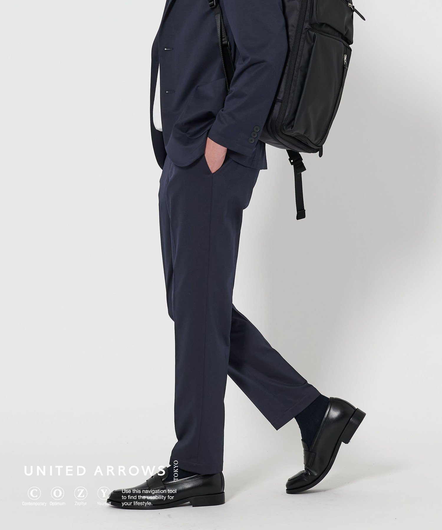 UNITED ARROWS モックロディ ノープリーツ スラックス UA COZY -ストレッチ・ウォッシャブル- ユナイテッドアローズ スーツ・フォーマル スーツパンツ ベージュ ネイビー【送料無料】