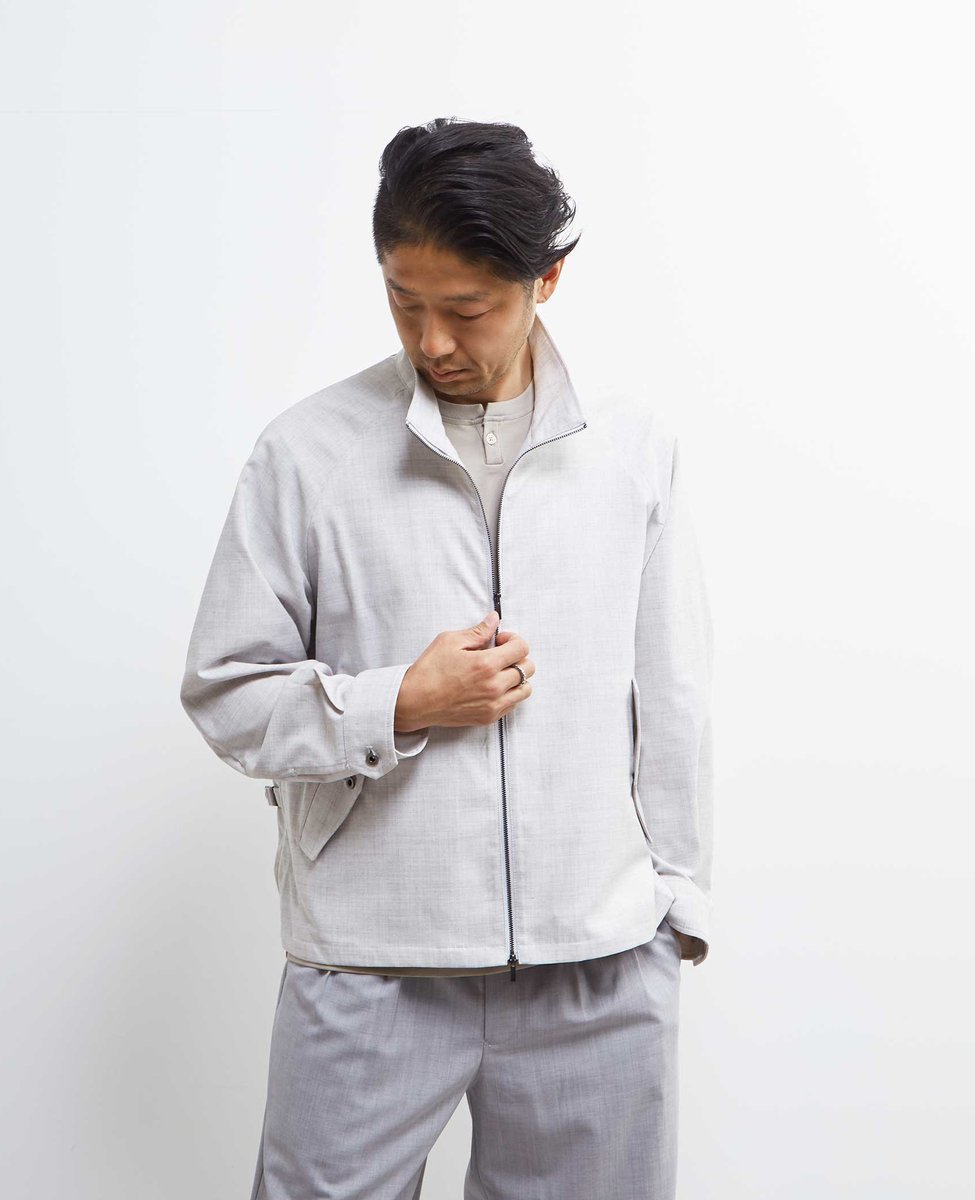 【SALE／50%OFF】MEN'S MELROSE テクスチャーリネンストレッチハリントンジャケット メンズメルローズ ジャケット・アウター ブルゾン・ジャンパー ホワイト ブラック【送料無料】