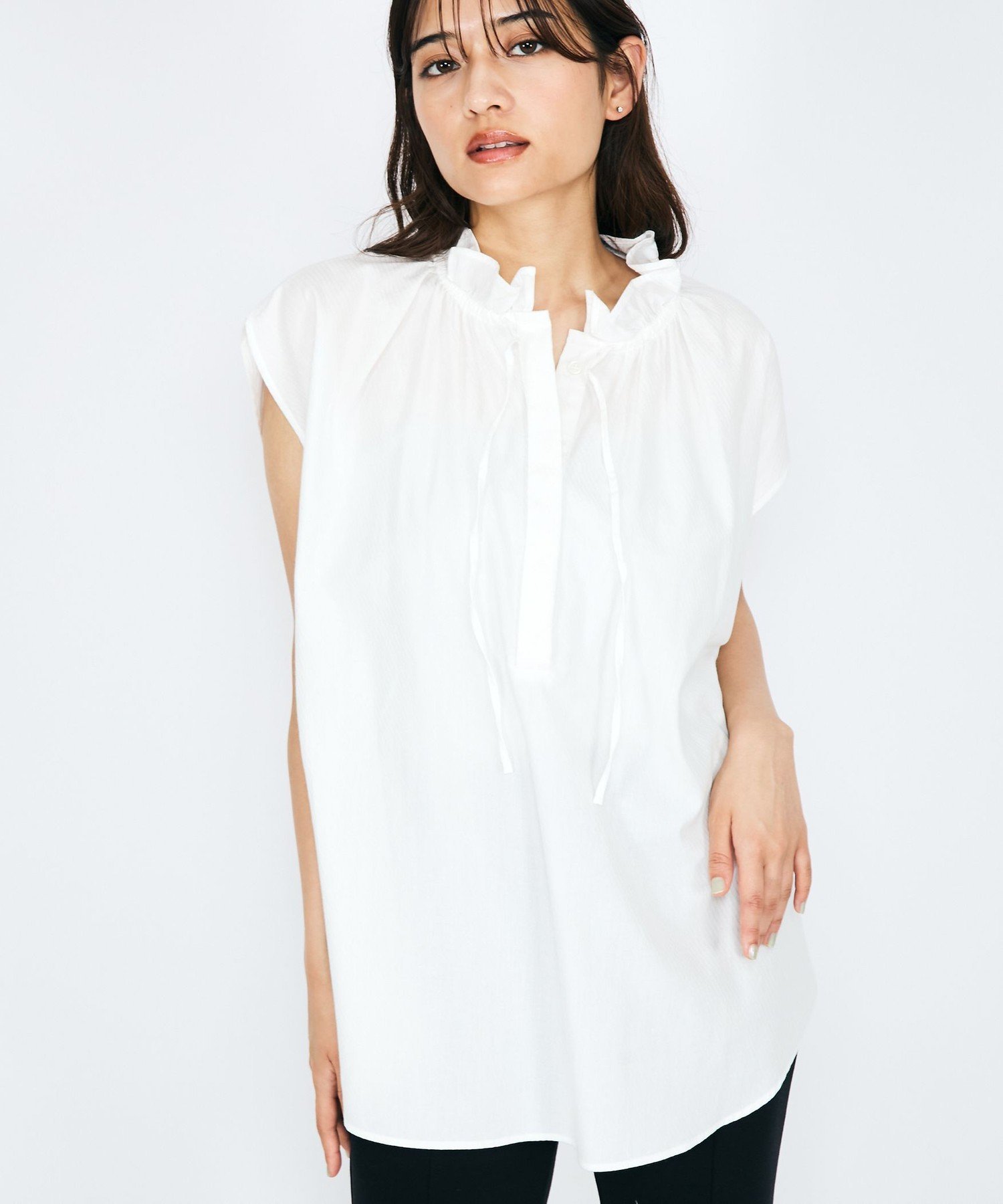 【SALE／50%OFF】QUEENS COURT リボンタイフリルブラウス≪手洗い可能≫ クイーンズコート トップス シャ..