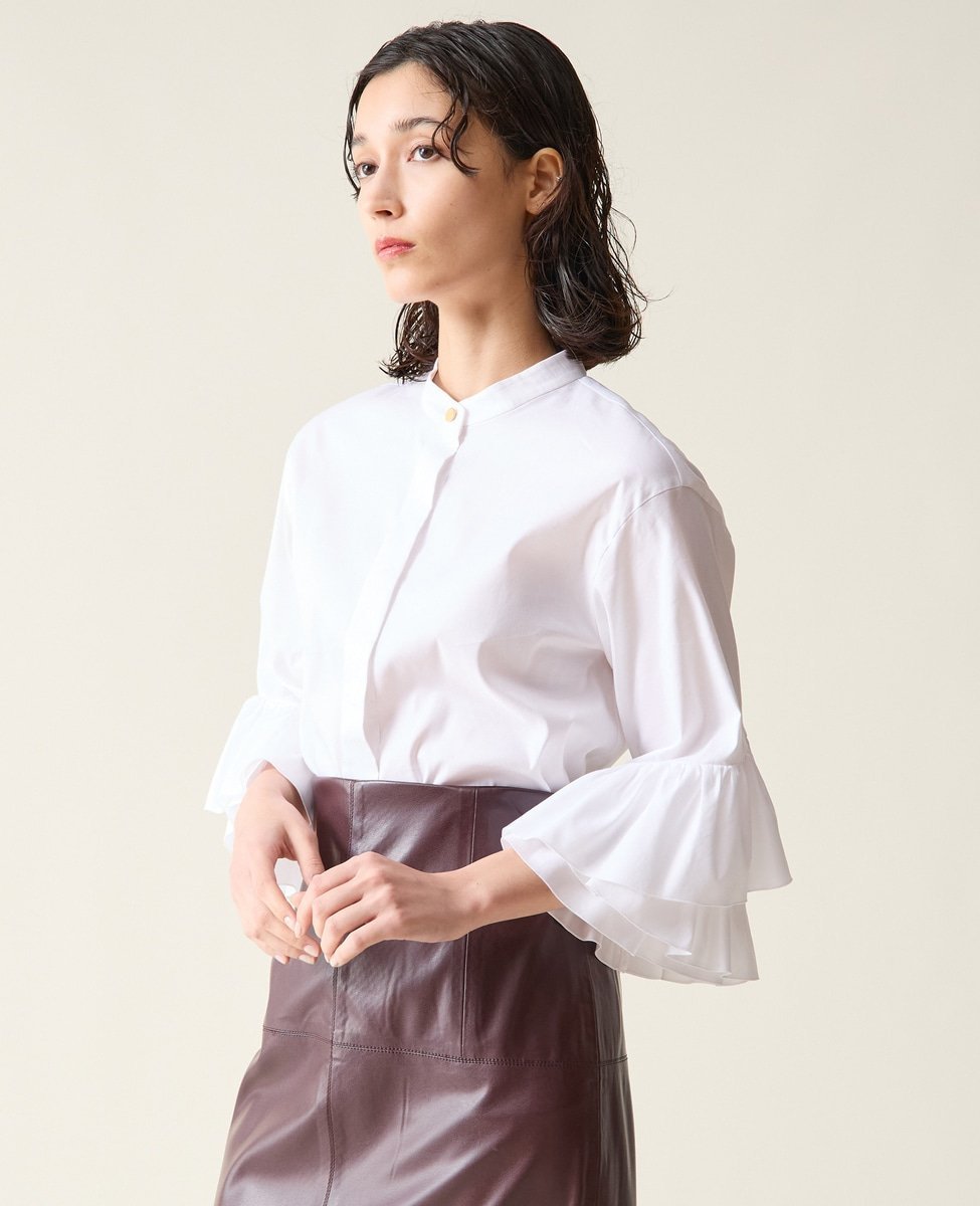 TIARA フリルスリーブシャツブラウス ティアラ トップス シャツ・ブラウス ブラック ホワイト【送料無..