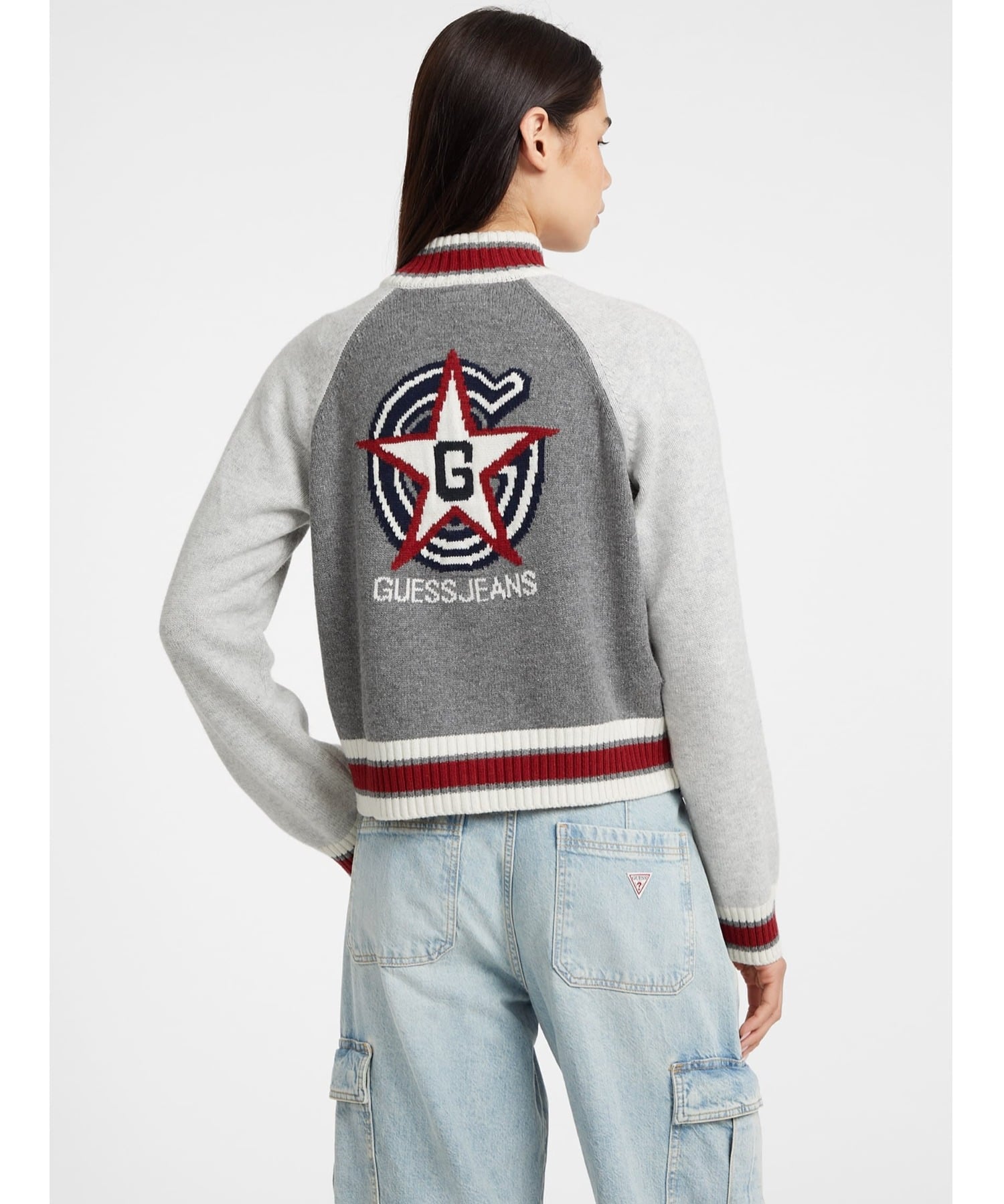 GUESS JEANS ブルゾン (W)Zipped Back Cardi ゲス トップス カーディガン グレー