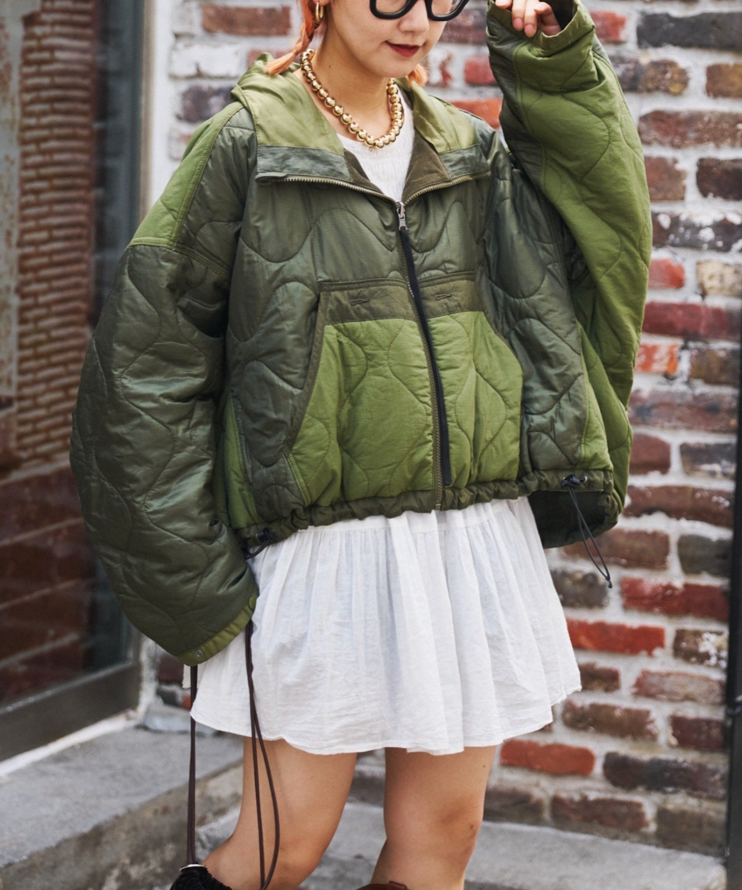 CIAOPANIC TYPY 【etsinta】リバーシブル中綿ショートモンスタージャケット チャオパニックティピー ジャケット・アウター ダウンジャケット・ダウンベスト ブラウン カーキグリーン ブラック【送料無料】