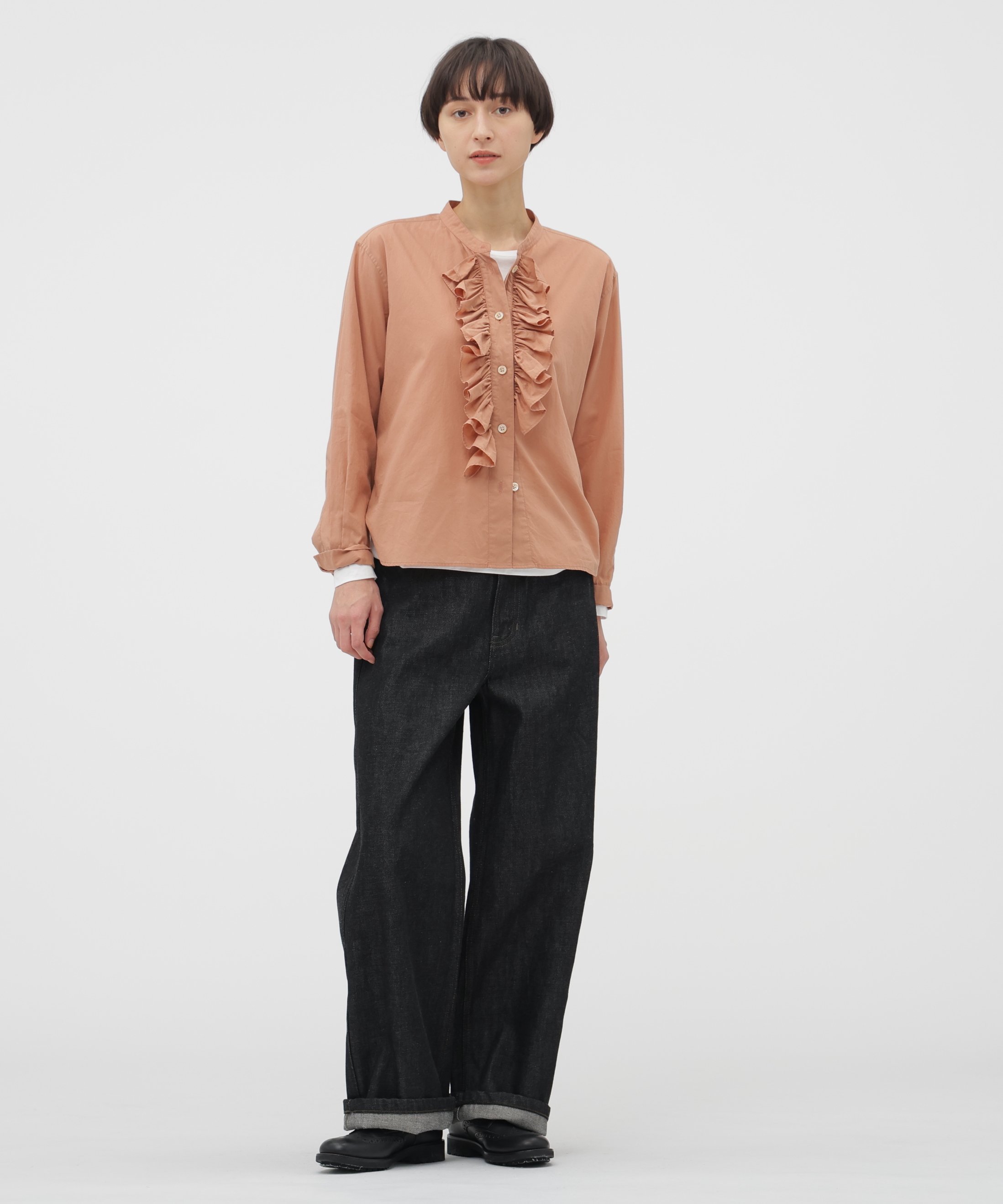 MARGARET HOWELL WASHED COTTON SHIRT マーガレット・ハウエル トップス シャツ・ブラウス グレー ピンク