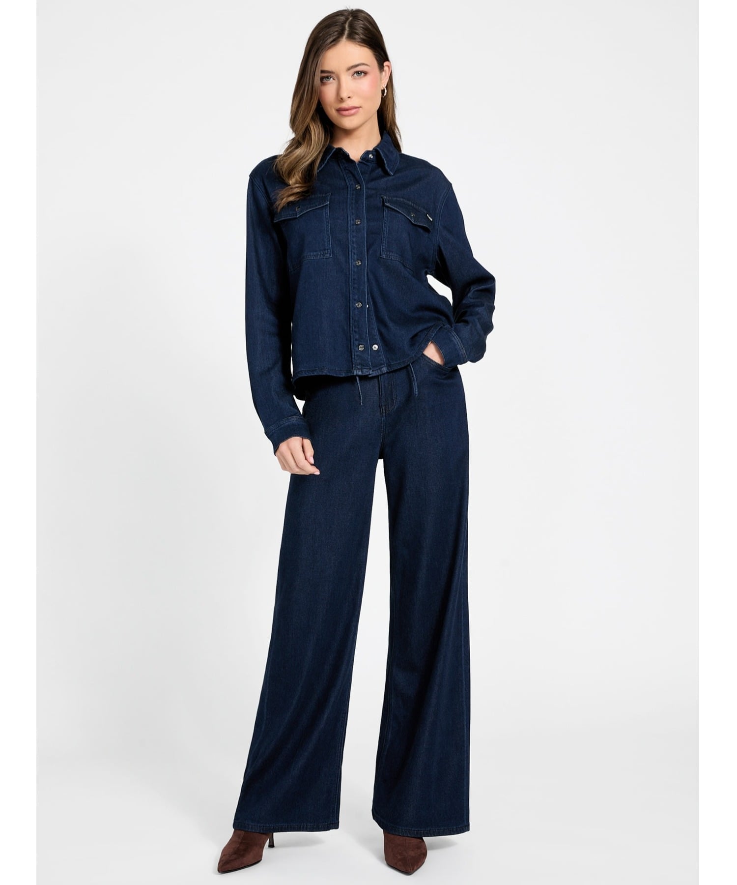 GUESS デニムパンツ ワイドジーンズ レディース (W)BLOSSOM Wide Leg ゲス パンツ ジーンズ・デニムパンツ ネイビー