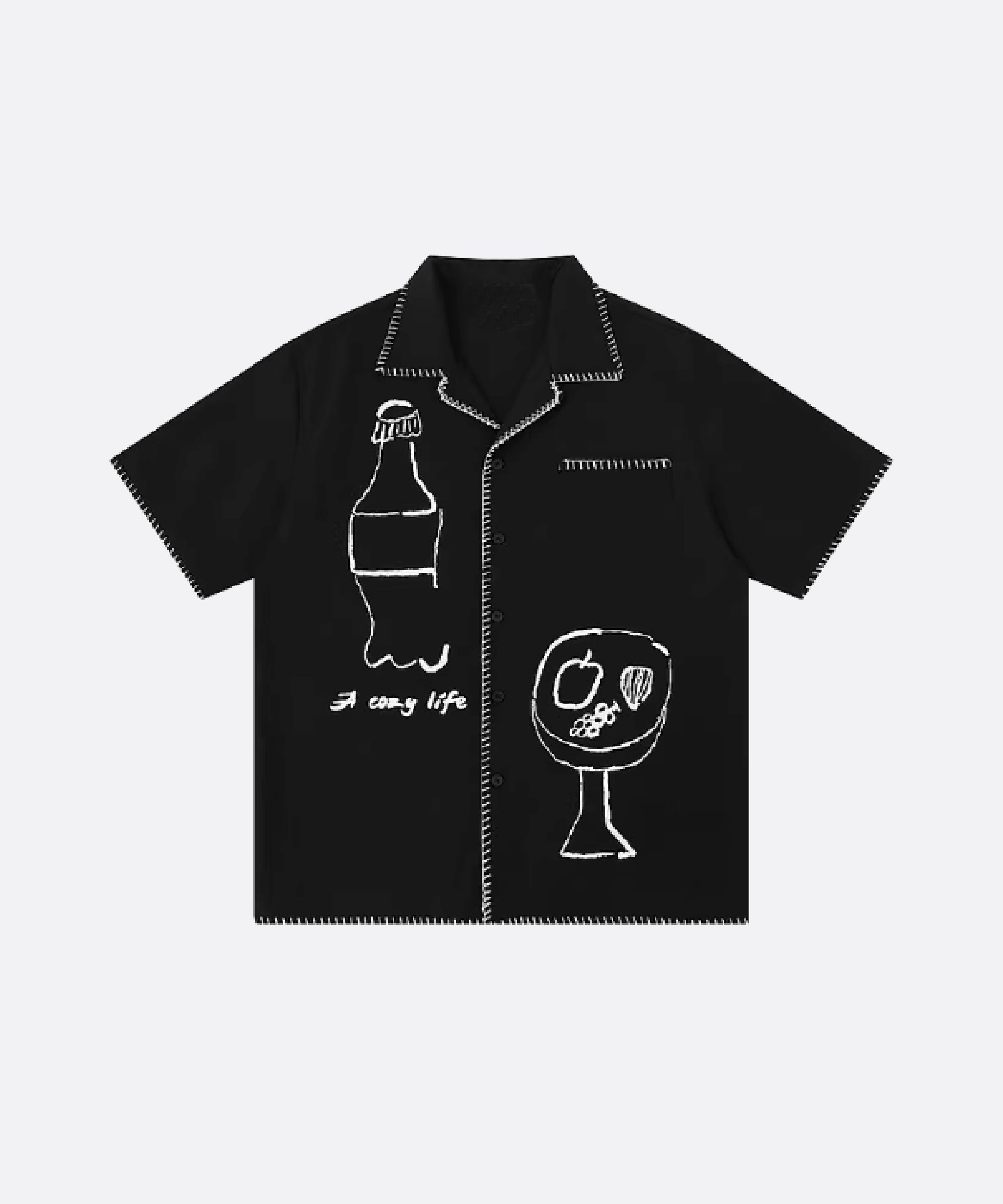 U:UME Seam Detail Funny Print T ユーム トップス カットソー・Tシャツ ブラック ホワイト