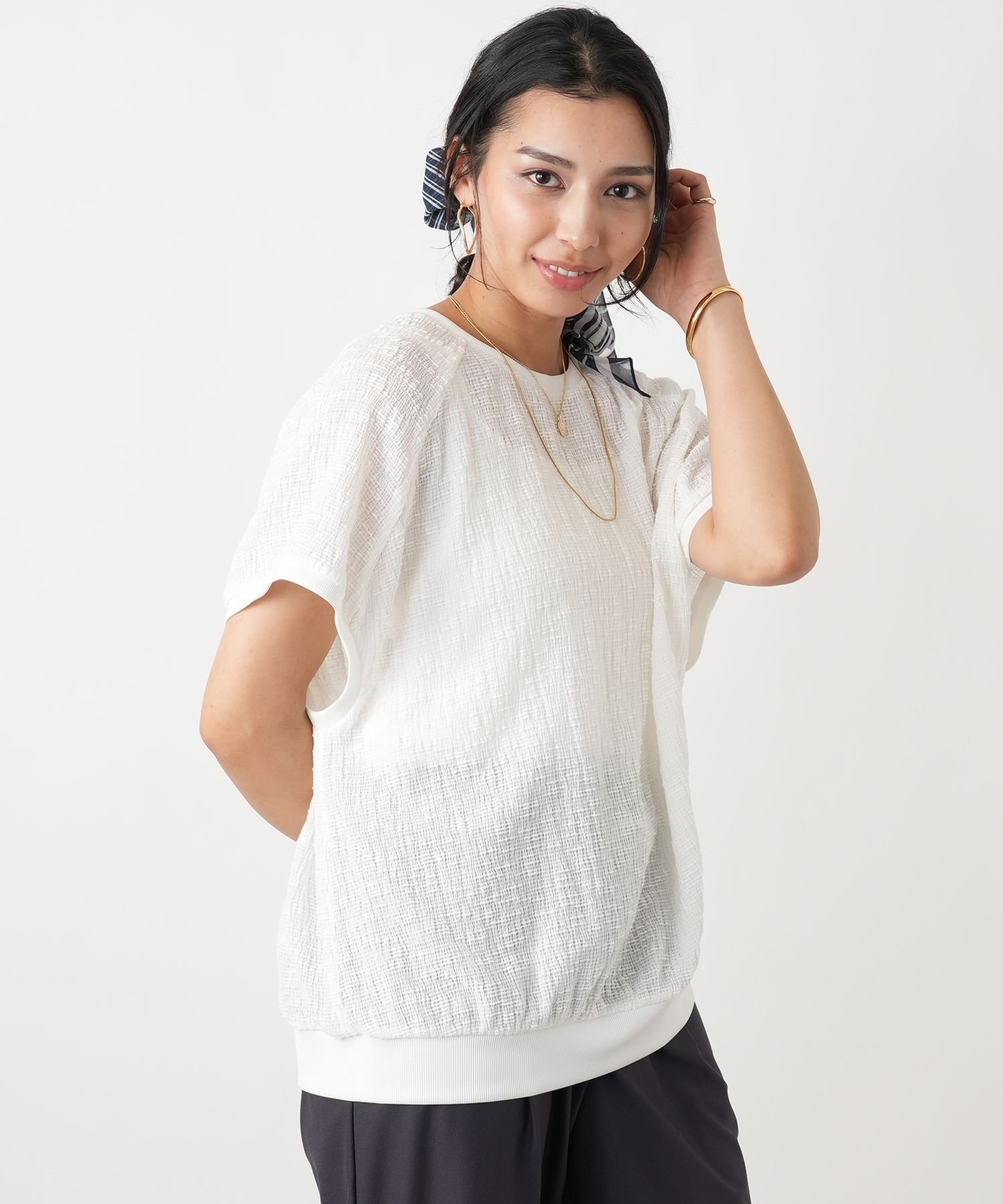Leilian PLUS HOUSE カットソー【プラス企画】 レリアン プラスハウス トップス カットソー・Tシャツ ホワイト