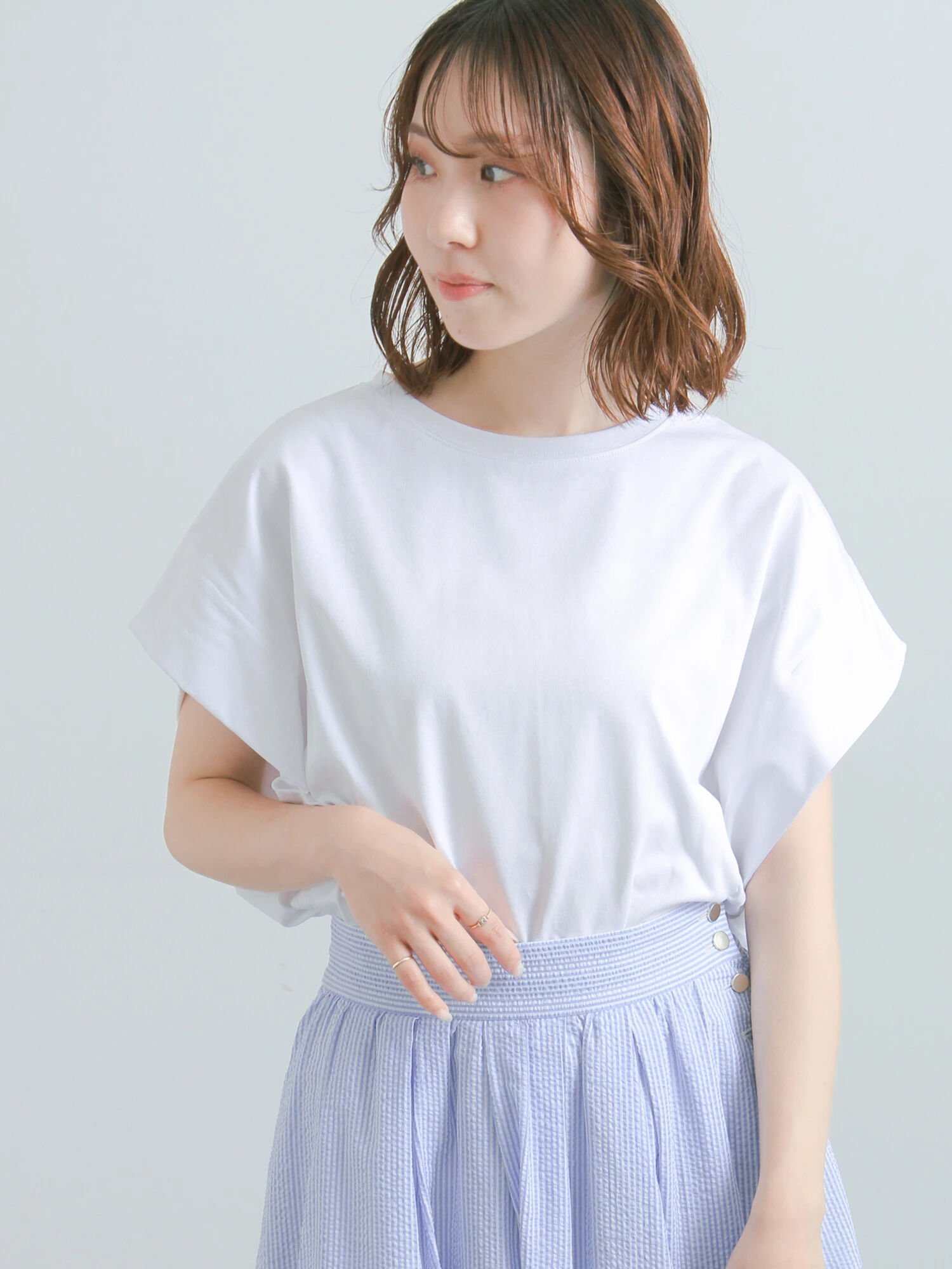 Te chichi 【接触冷感/遮熱/吸水速乾】ショルダータックドルマンTシャツ テチチ トップス カットソー・Tシャツ ホワイト グレー ブルー ブラック