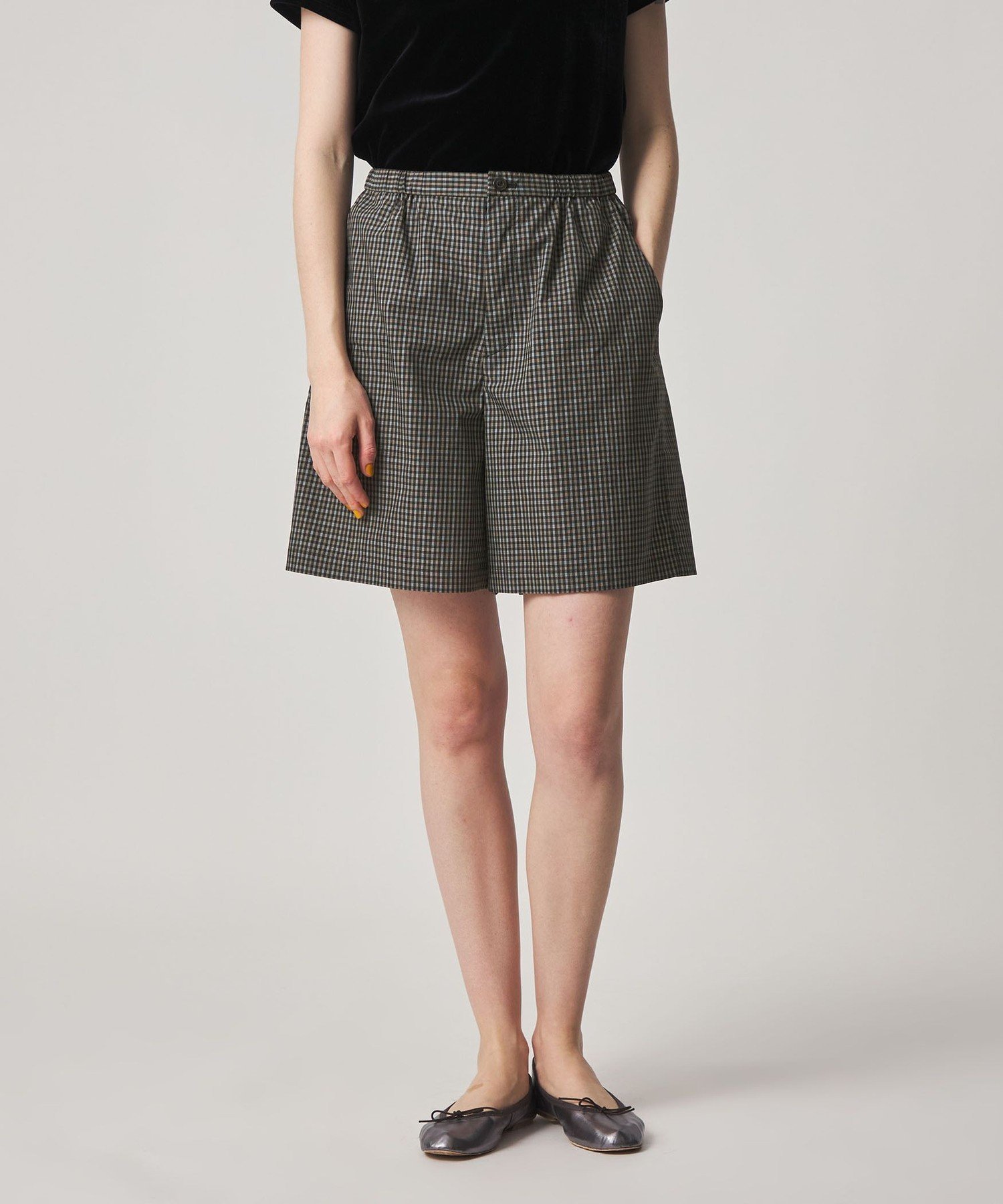 Steven Alan ＜Steven Alan＞チェック ショートパンツ ビューティー＆ユース ユナイテッドアローズ パンツ その他のパンツ ブラック ベージュ