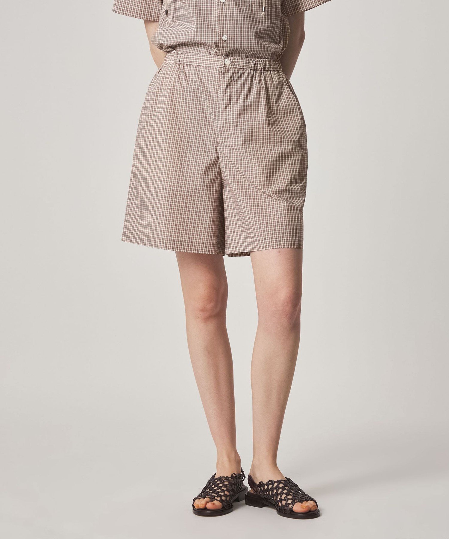 Steven Alan ＜Steven Alan＞チェック ショートパンツ ビューティー＆ユース ユナイテッドアローズ パンツ その他のパンツ ブラック ベージュ