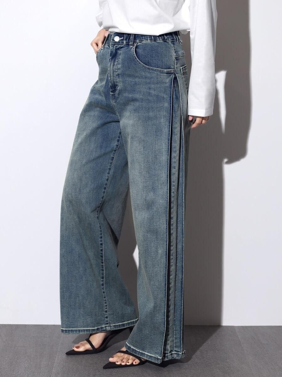 SCOTCLUB サイドタックウォッシュドストレッチデニム ヴァン パンツ ジーンズ・デニムパンツ ブルー ネイビー