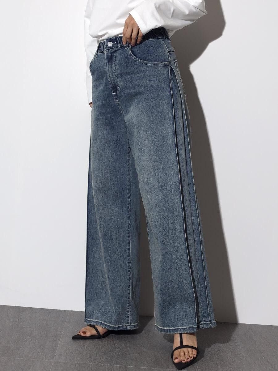 SCOTCLUB サイドタックウォッシュドストレッチデニム ヴァン パンツ ジーンズ・デニムパンツ ブルー ネイビー