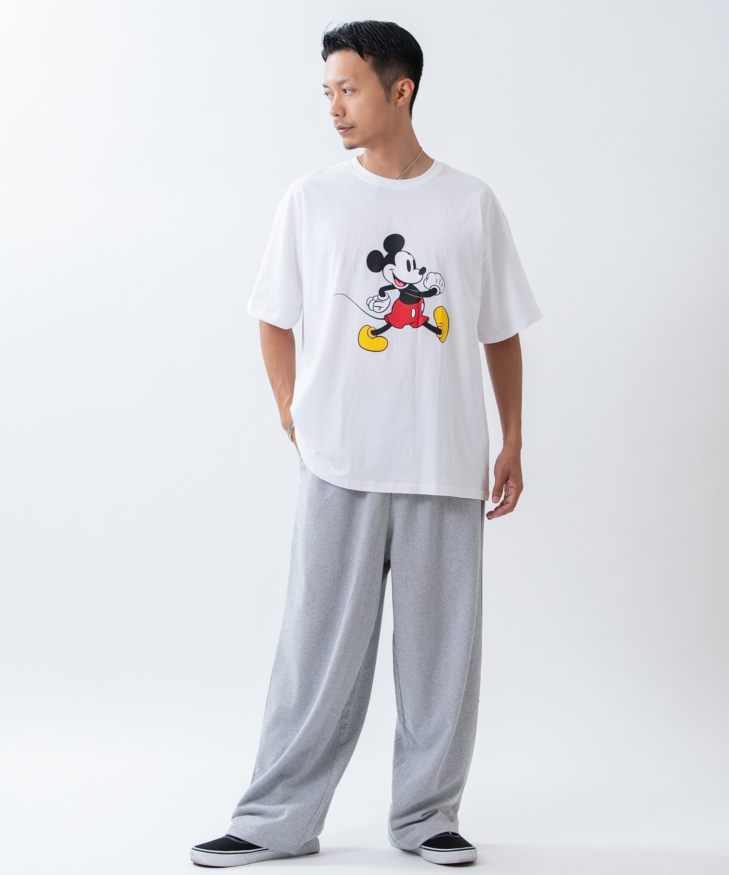 improves MICKEY MOUSE ミッキーマウス オーバーサイズ 半袖Tシャツ インプローブス トップス カットソー・Tシャツ ホワイト グレー