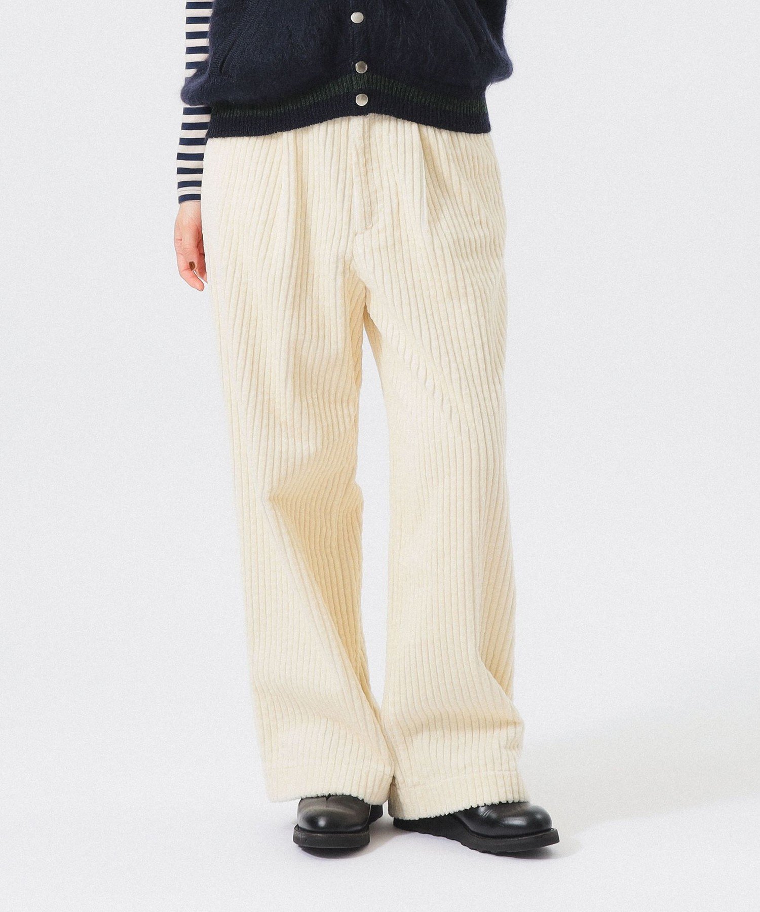 BEAMS BOY コード スラックス ビームス ウイメン パンツ その他のパンツ ブラック ホワイト【送料無料】