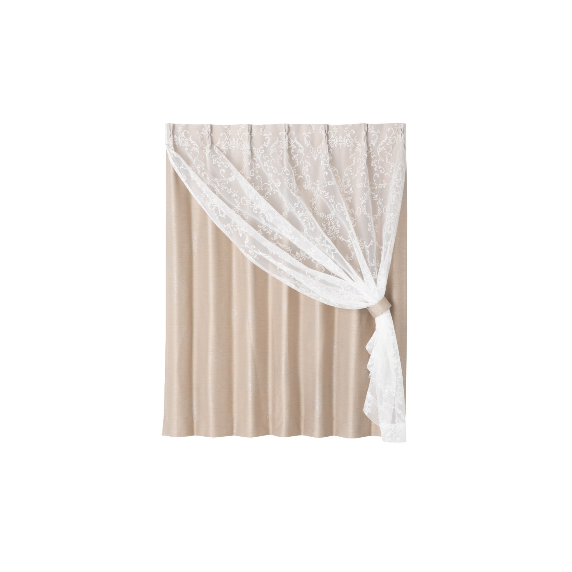 Francfranc ブリス×ルシーラ ダブルカーテン H1350×W1000(レース&ドレープ/既製) フランフラン インテリア・生活雑貨 カーテン ベージュ【送料無料】