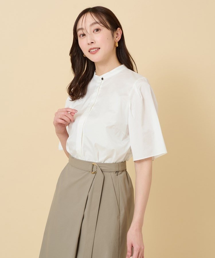 楽天Rakuten Fashion【SALE／30％OFF】UNTITLED 【きれいめ/洗える】袖コンシャス 五分袖ブラウス アンタイトル トップス シャツ・ブラウス ホワイト グレー ブラック グリーン ベージュ ブルー【送料無料】