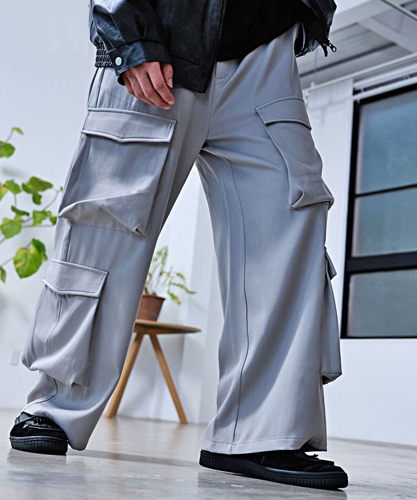 CavariA ワイドカーブパンツ シルバーバレット パンツ カーゴパンツ グリーン ブラック グレー