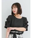 【SALE/33%OFF】Re-J&SUPURE 【WEB限定】5分袖フラワースリーブトップス リジェイアンドスプル トップス カットソー・Tシャツ ホワイト