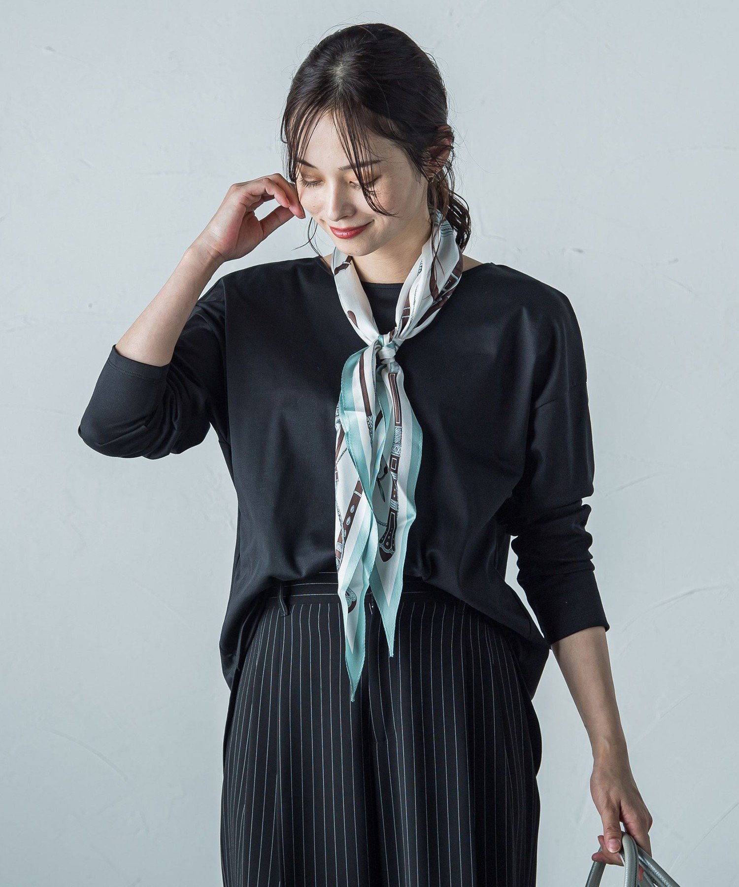 LAUTREAMONT 【WEB限定】汗じみ防止スムースロングTシャツ ≪洗える/接触冷感≫ ロートレアモン トップス カットソー・Tシャツ ブラック ホワイト グレー ベージュ レッド ブラウン