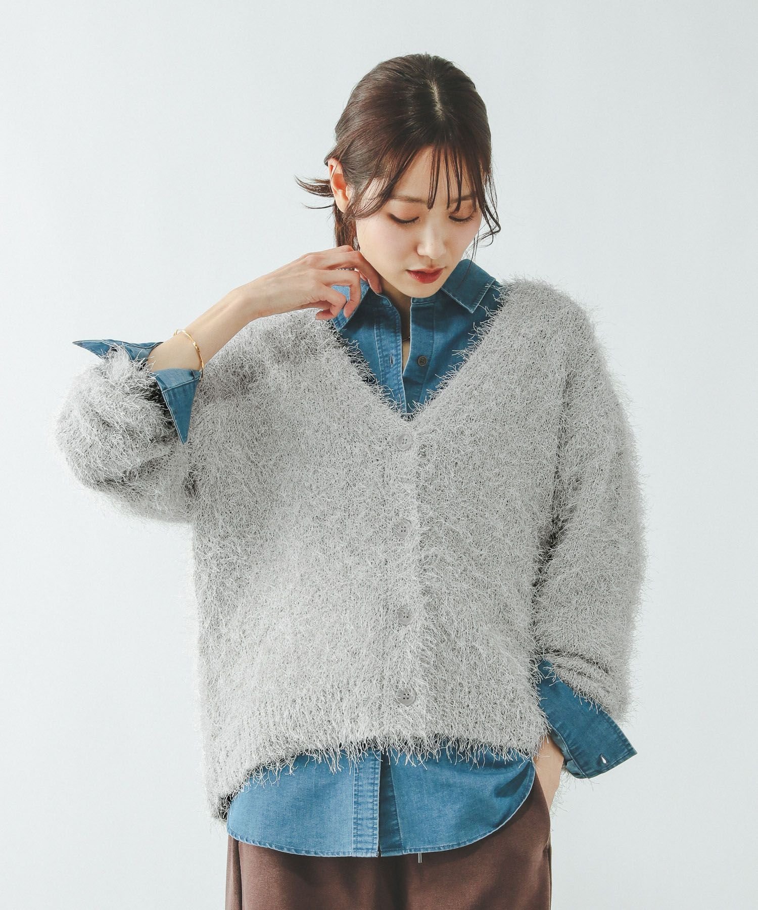 【SALE／55%OFF】GLOBAL WORK シャギーカーディガン/638405 グローバルワーク トップス カーディガン グレー stylife-15514957 Rakuten Fashion サンプル画像2