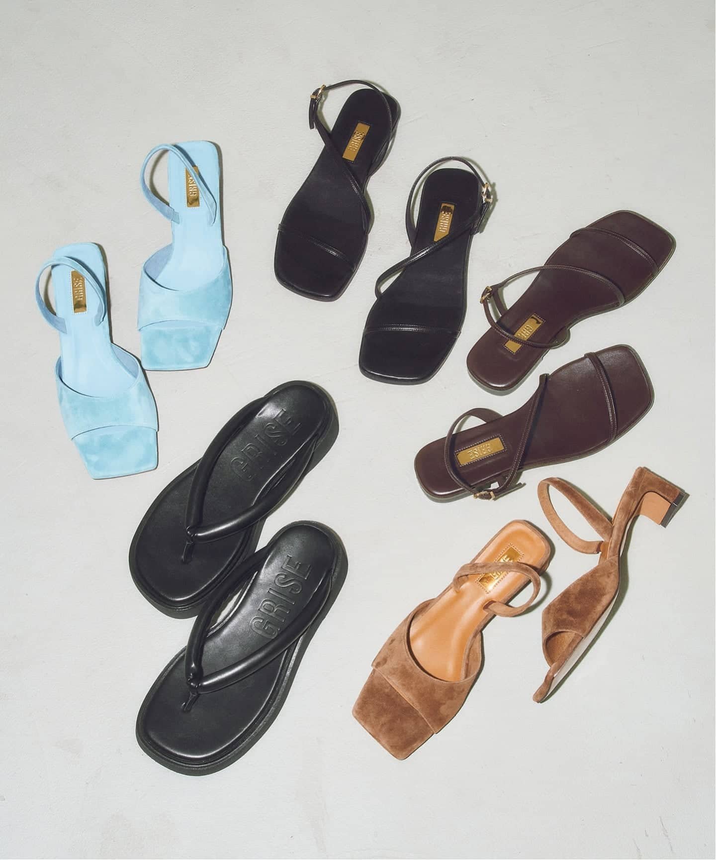 《WEB+一部店舗限定》MIDORI UEEDA*GRISEナローストラップフラットサンダル ルタロン シューズ・靴 サンダル ブラック ブラウン