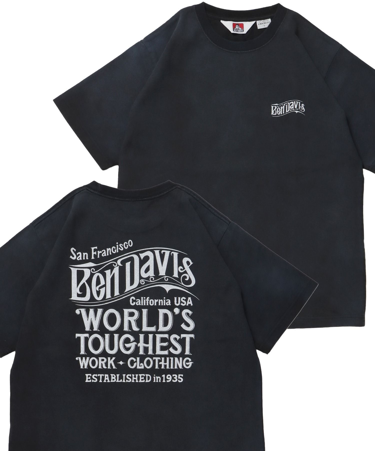 BEN DAVIS / WHITE LABEL 【BEN DAVIS(ベンデイビス)】OLD SIGN VNTG TEE / Tシャツ クルーネック ワンポイント シンプル ユニセックス 加工 ナバル トップス カットソー・Tシャツ ホワイト ブラック ネイビー【送料無料】