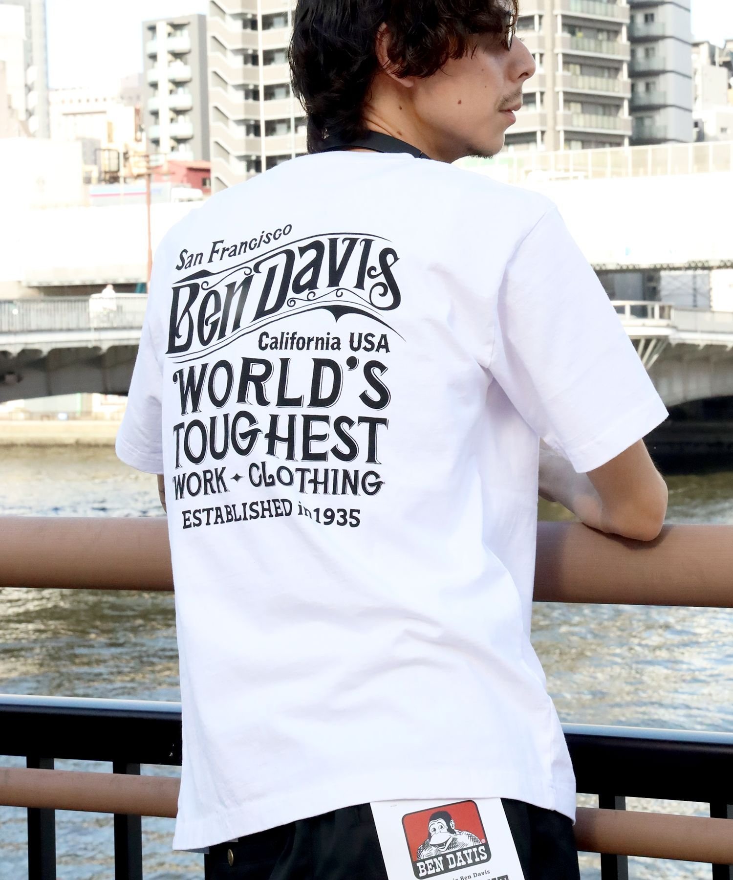 BEN DAVIS / WHITE LABEL 【BEN DAVIS(ベンデイビス)】OLD SIGN VNTG TEE / Tシャツ クルーネック ワンポイント シンプル ユニセックス 加工 ナバル トップス カットソー・Tシャツ ホワイト ブラック ネイビー【送料無料】