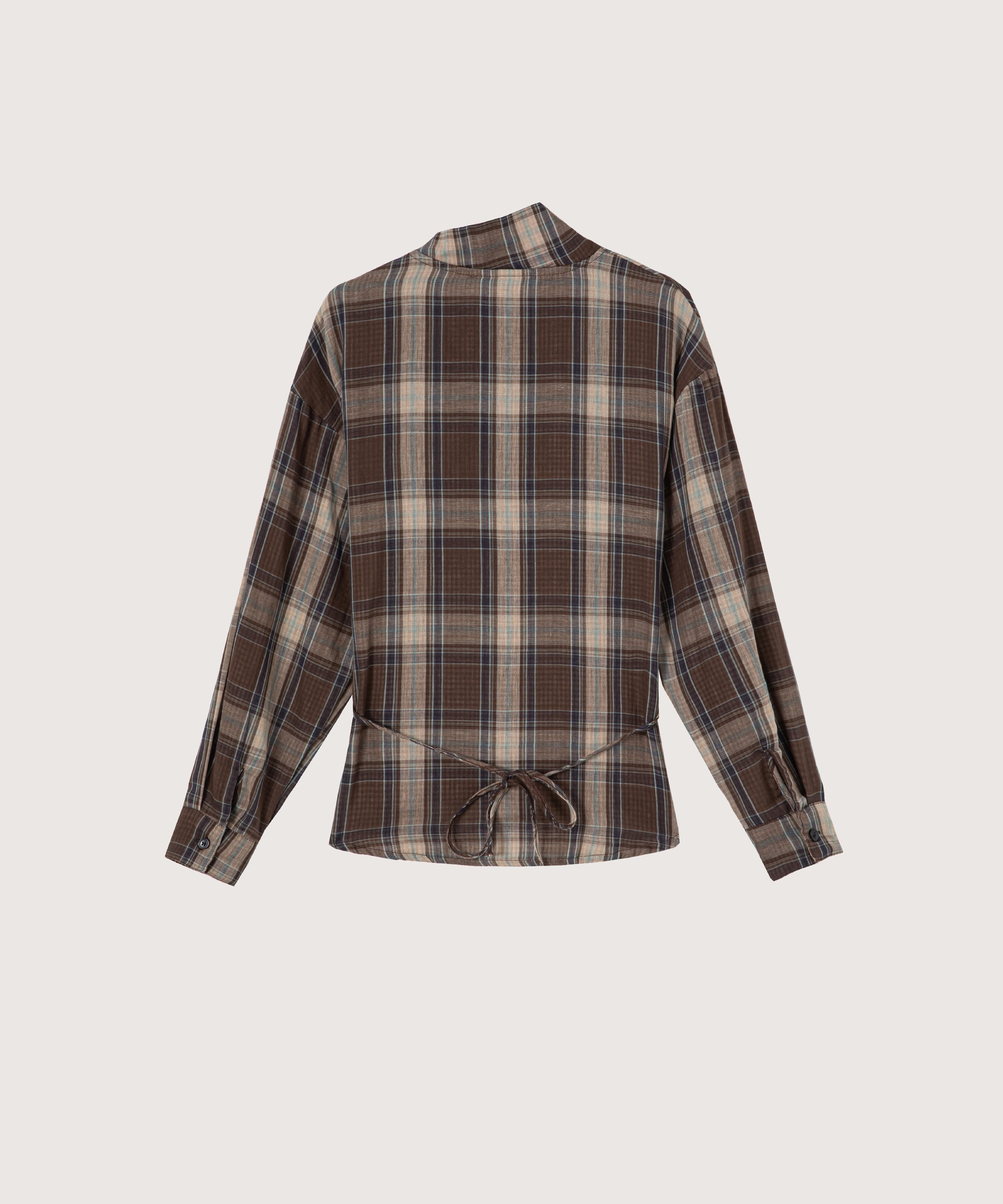 LA POMME petit Asymmetry Check Shirt ラポミ・プチ トップス シャツ・ブラウス ネイビー
