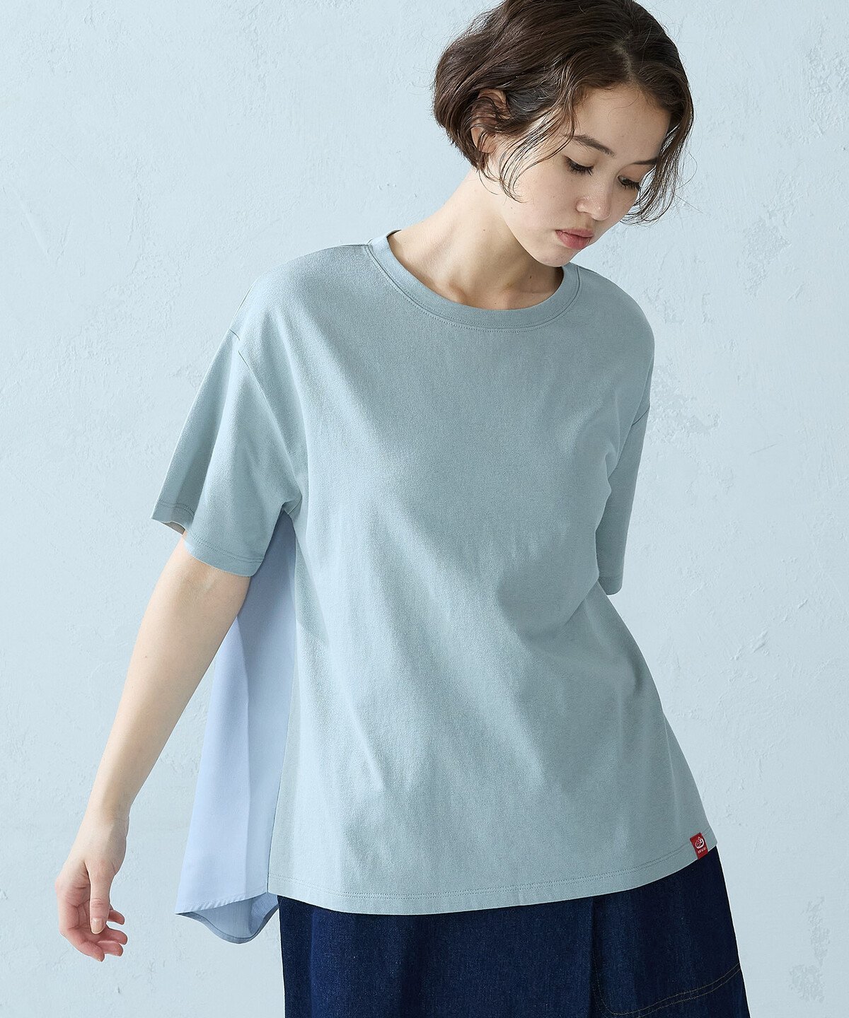 ONIGIRI バックフレア Tシャツ コムサイズム トップス カットソー・Tシャツ ブルー グリーン グレー ホワイト