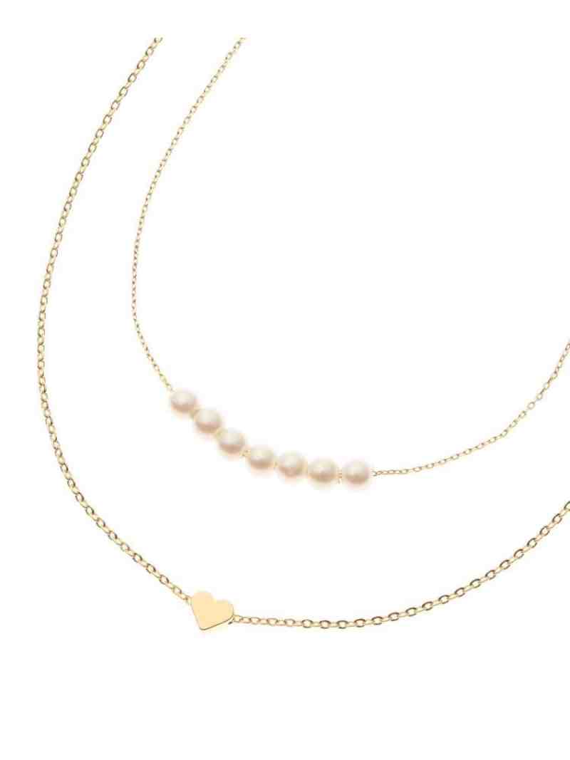 PINK-latte パール調ハート二連ネックレス ピンク ラテ アクセサリー・腕時計 ネックレス ゴールドのサムネイル