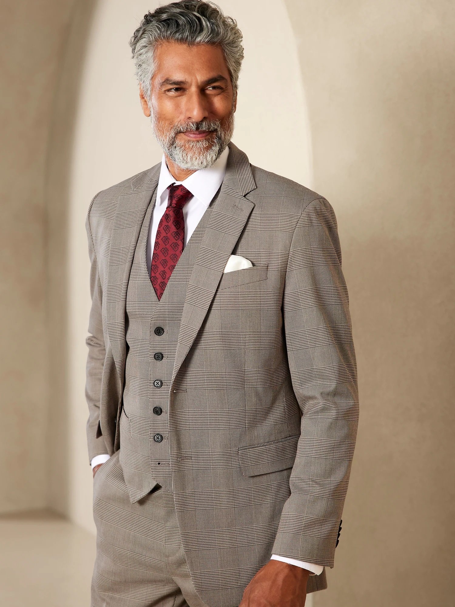 【SALE／86%OFF】BANANA REPUBLIC FACTORY STORE BANANA REPUBLIC FACTORY STORE　　グレンチェック柄スーツジャケット バナナ・リパブリック ファクトリーストアー スーツ・フォーマル スーツジャケット ベージュのサムネイル