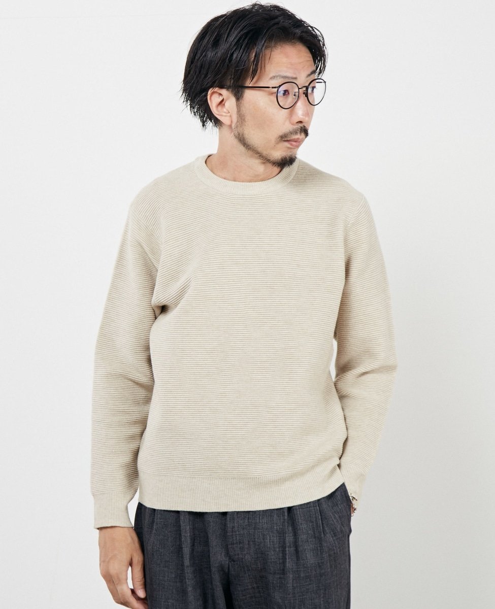 【SALE／50%OFF】MEN'S MELROSE イージーケアリップルクルーネックニット メンズメルローズ トップス ..