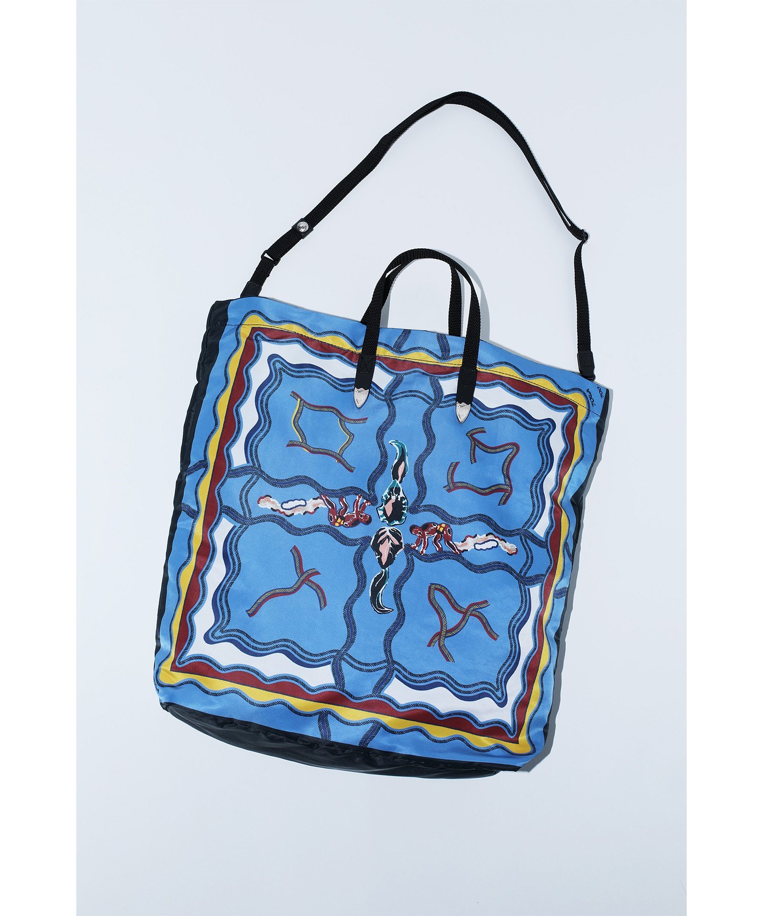 TOGA TOO Print tote bag トーガ バッグ トートバッグ ブルー ベージュ【送料無料】