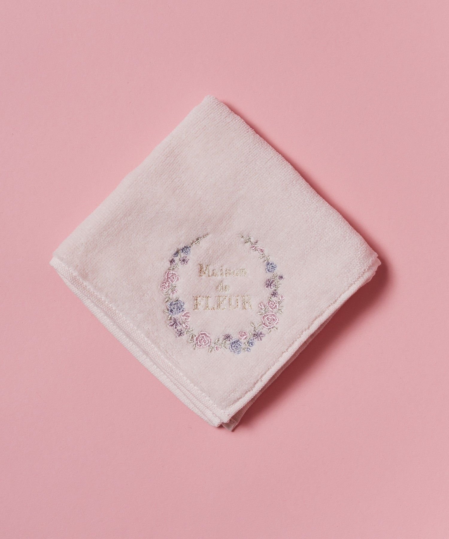 Maison de FLEUR フラワーフレーム刺繍タオルハンカチ メゾン ド フルール ファッション雑貨 ハンカチ・ハンドタオル ピンク ブルー