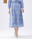 【SALE/40%OFF】TRANS WORK 【L】【イラストレーターコラボ企画】【ウォッシャブル】ビエラ Hamptonsプリントギャザースカート サンヨー エルサイズ スカート その他のスカート ベージュ ブルー【送料無料】