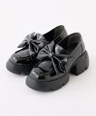 【SALE/10%OFF】one after another NICE CLAUP ビッグリボンローファー ワンアフターアナザー ナイスクラップ シューズ・靴 その他のシューズ・靴 ブラック【送料無料】