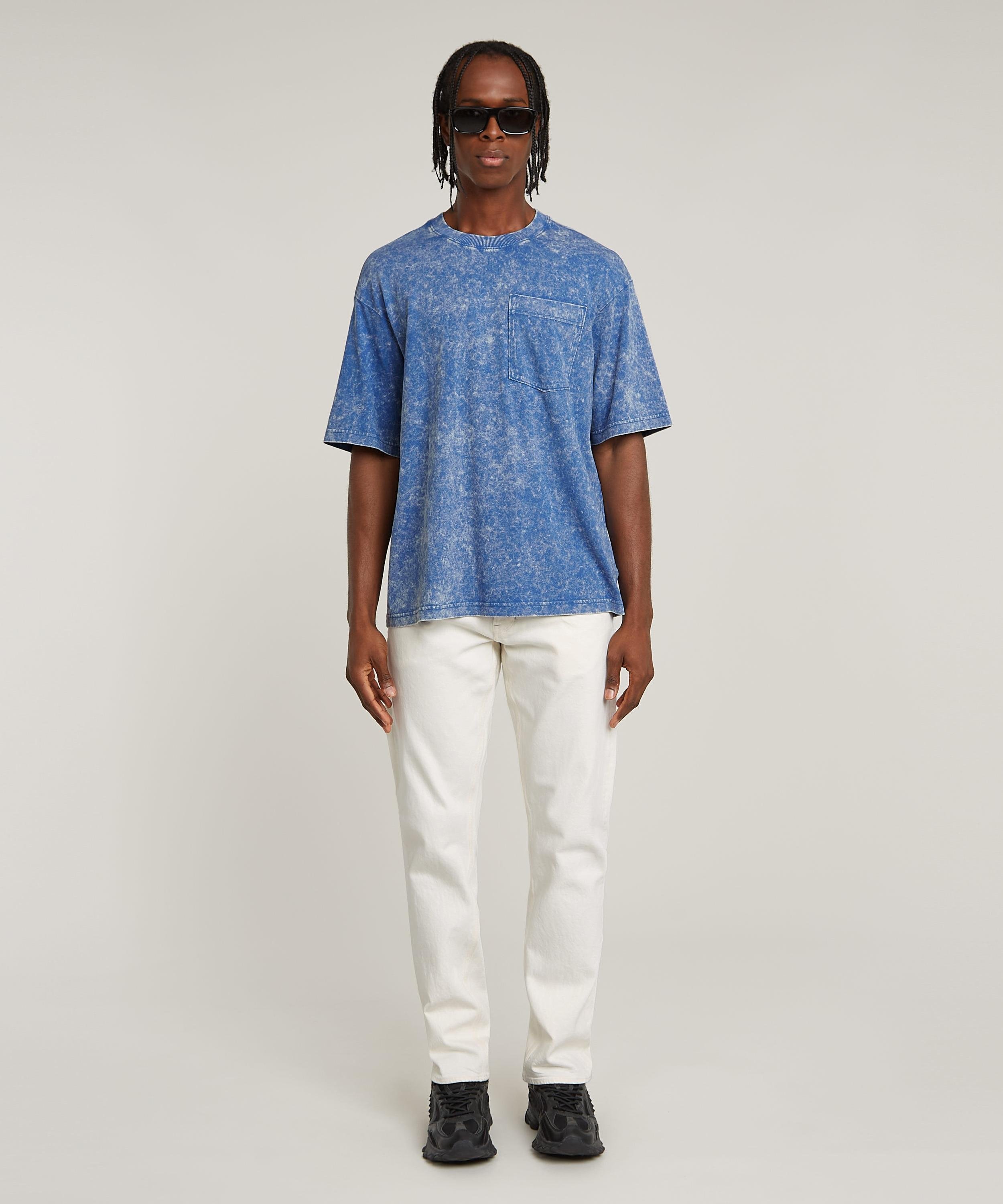 【公式ショップ】ACID WASH BOXY T-SHIRT/ヴィンテージ加工ボクシーフィットオーバーサイズTシャツ ジースターロゥ トップス カットソー・Tシャツ ブルー
