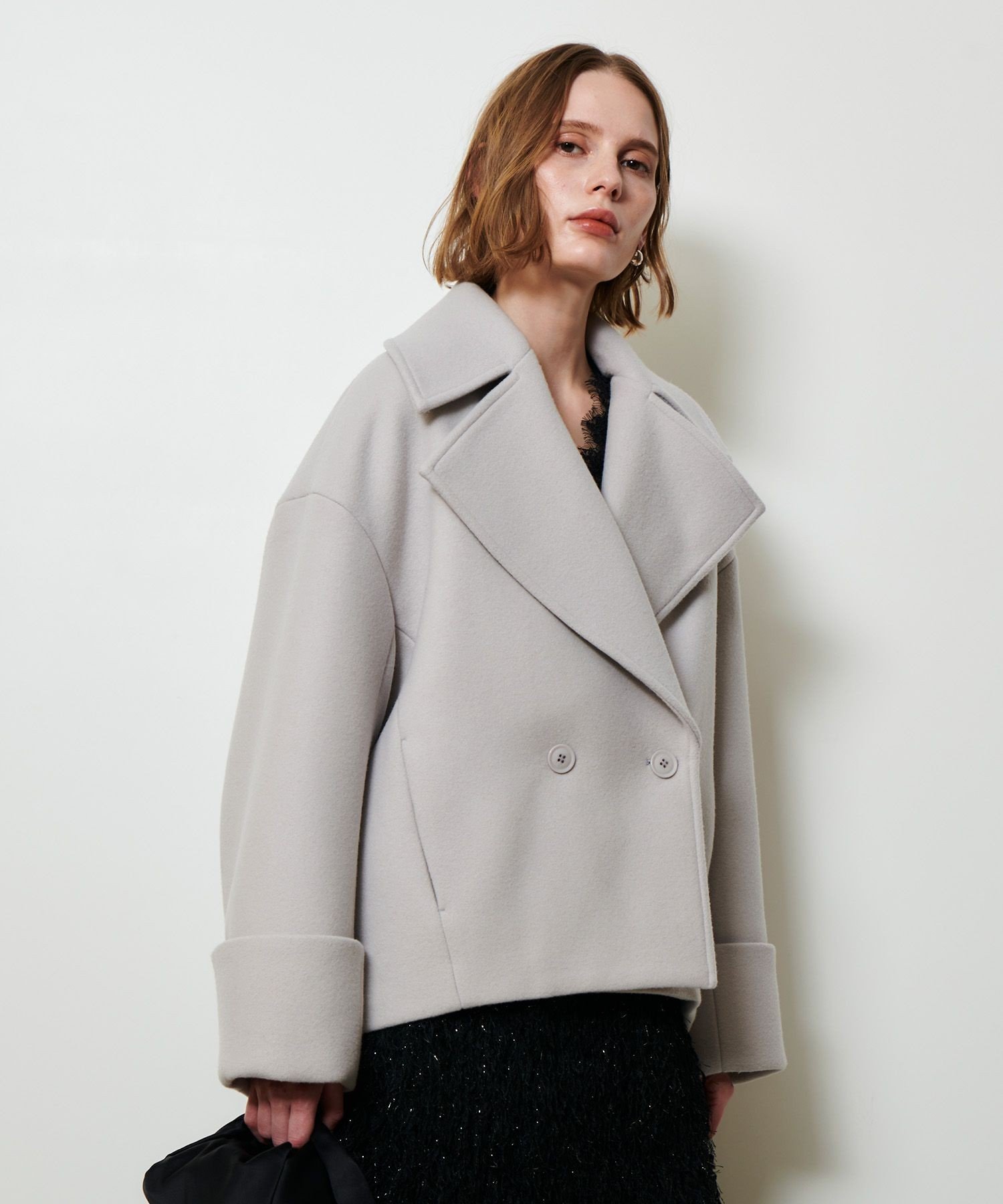 allureville メルトンコクーンミドルコート アルアバイル ジャケット・アウター その他のジャケット・アウター グレー【送料無料】