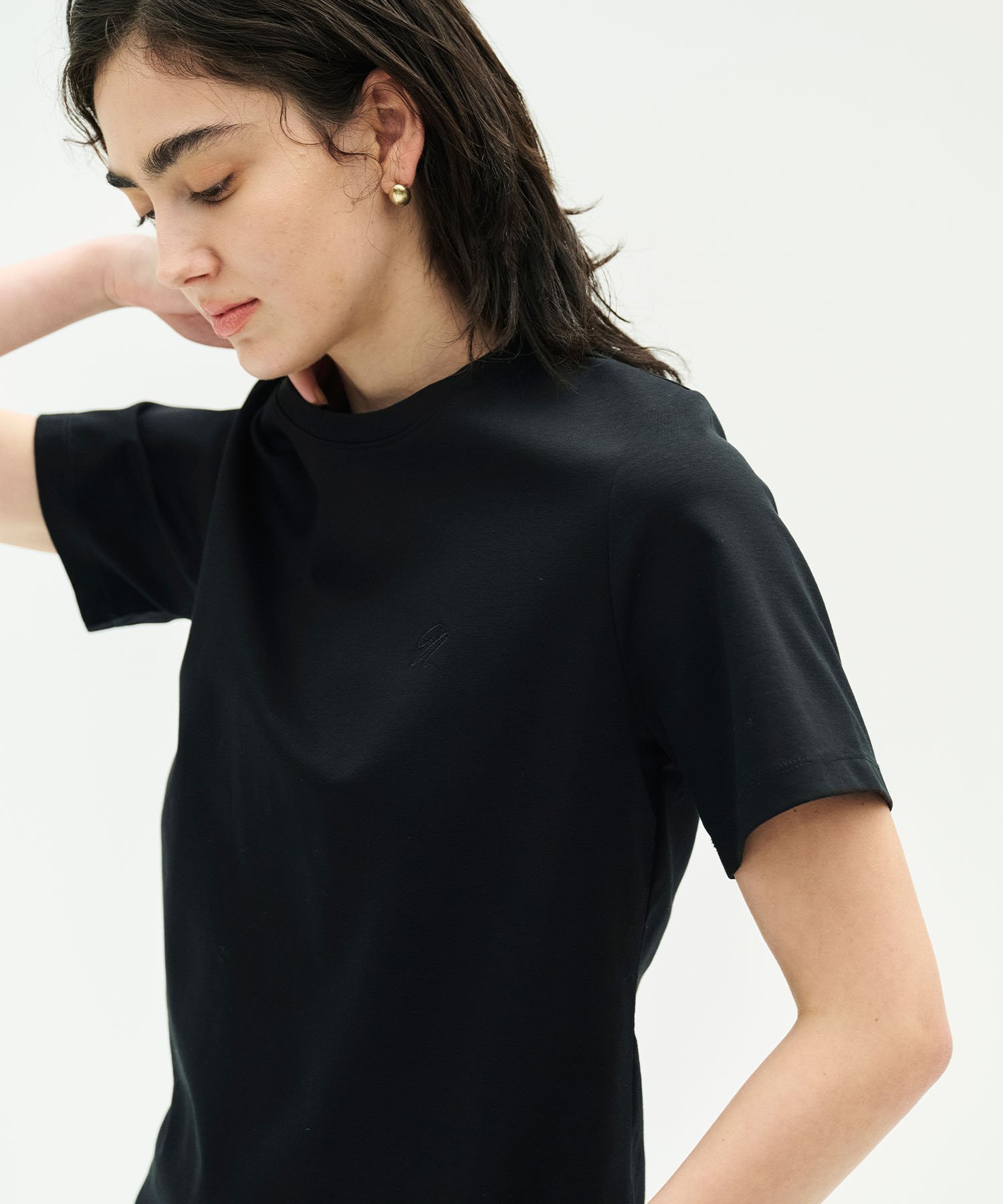 N.O.R.C ロゴ刺繍Tシャツ【CLEAN MOTION】 ノーク トップス カットソー・Tシャツ ブラック ホワイト【送料無料】