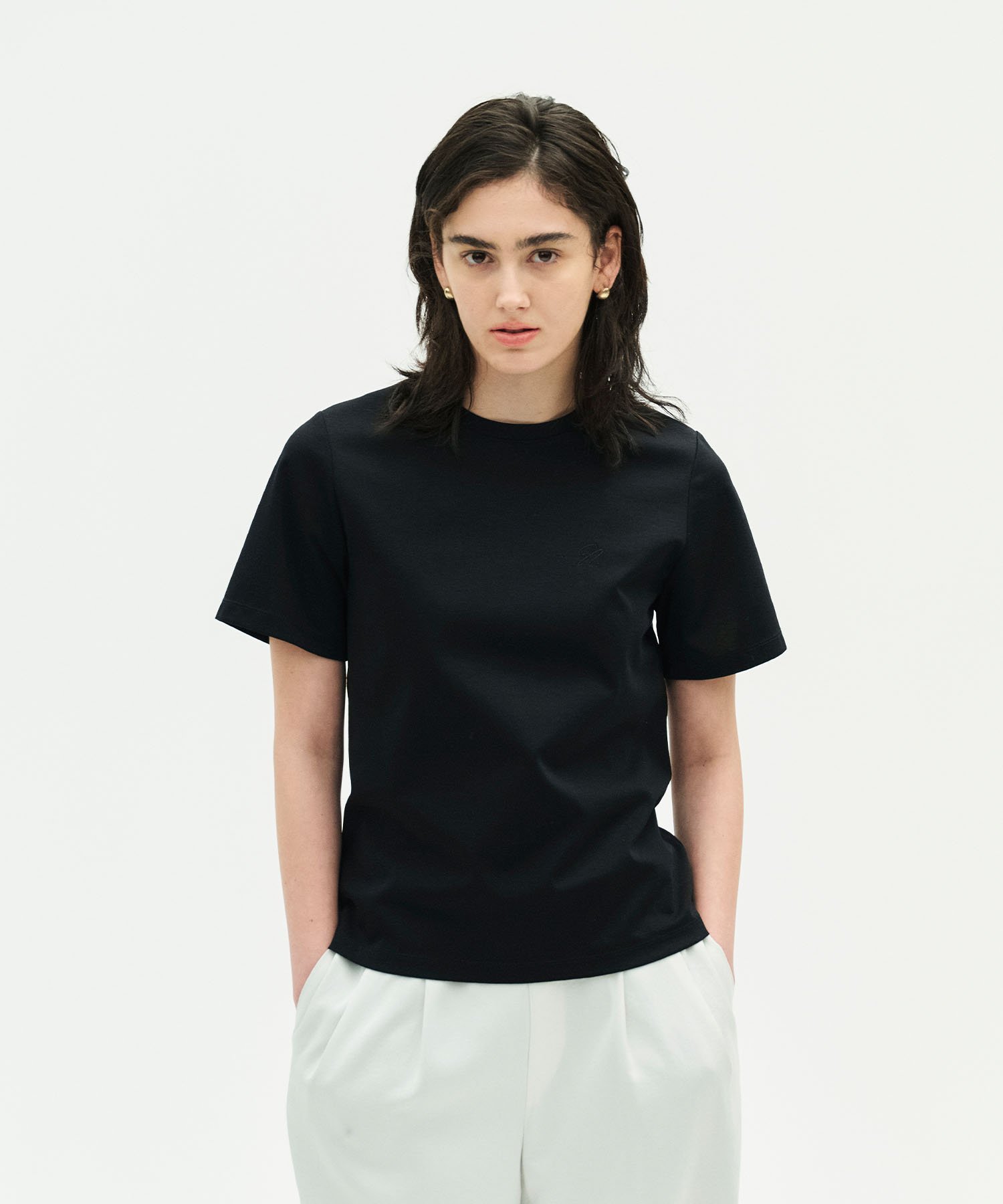 N.O.R.C ロゴ刺繍Tシャツ【CLEAN MOTION】 ノーク トップス カットソー・Tシャツ ブラック ホワイト【送料無料】