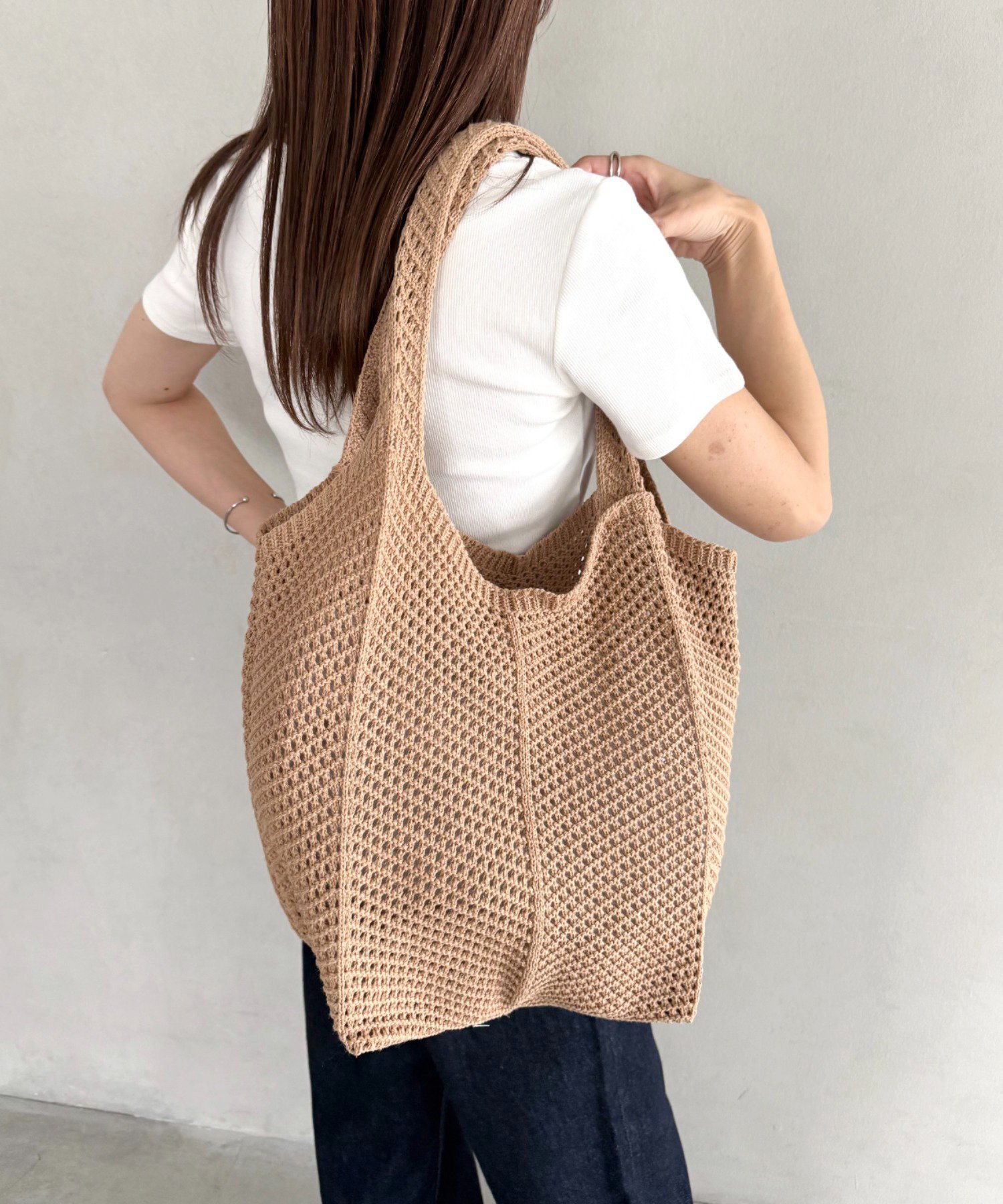 【SALE／24%OFF】MYMOOD. 【A4収納可】編みトートバッグ アウトフィッターラボ バッグ トートバッグ ベージュ ブラック ホワイト