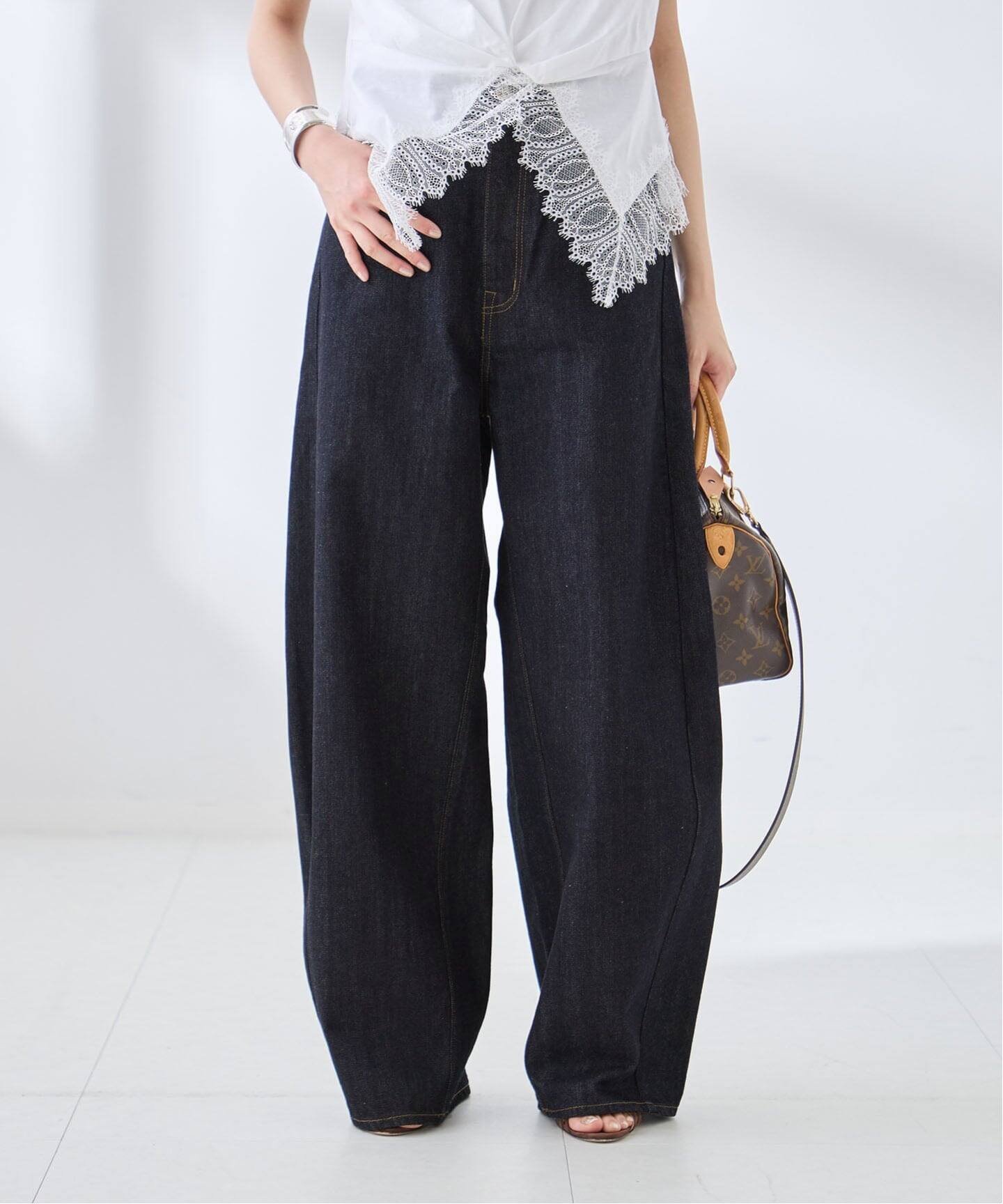 JOURNAL STANDARD L'ESSAGE バレルワイドデニムパンツ ジャーナルスタンダード レサージュ パンツ ジーンズ・デニムパンツ ブルー ネイビー