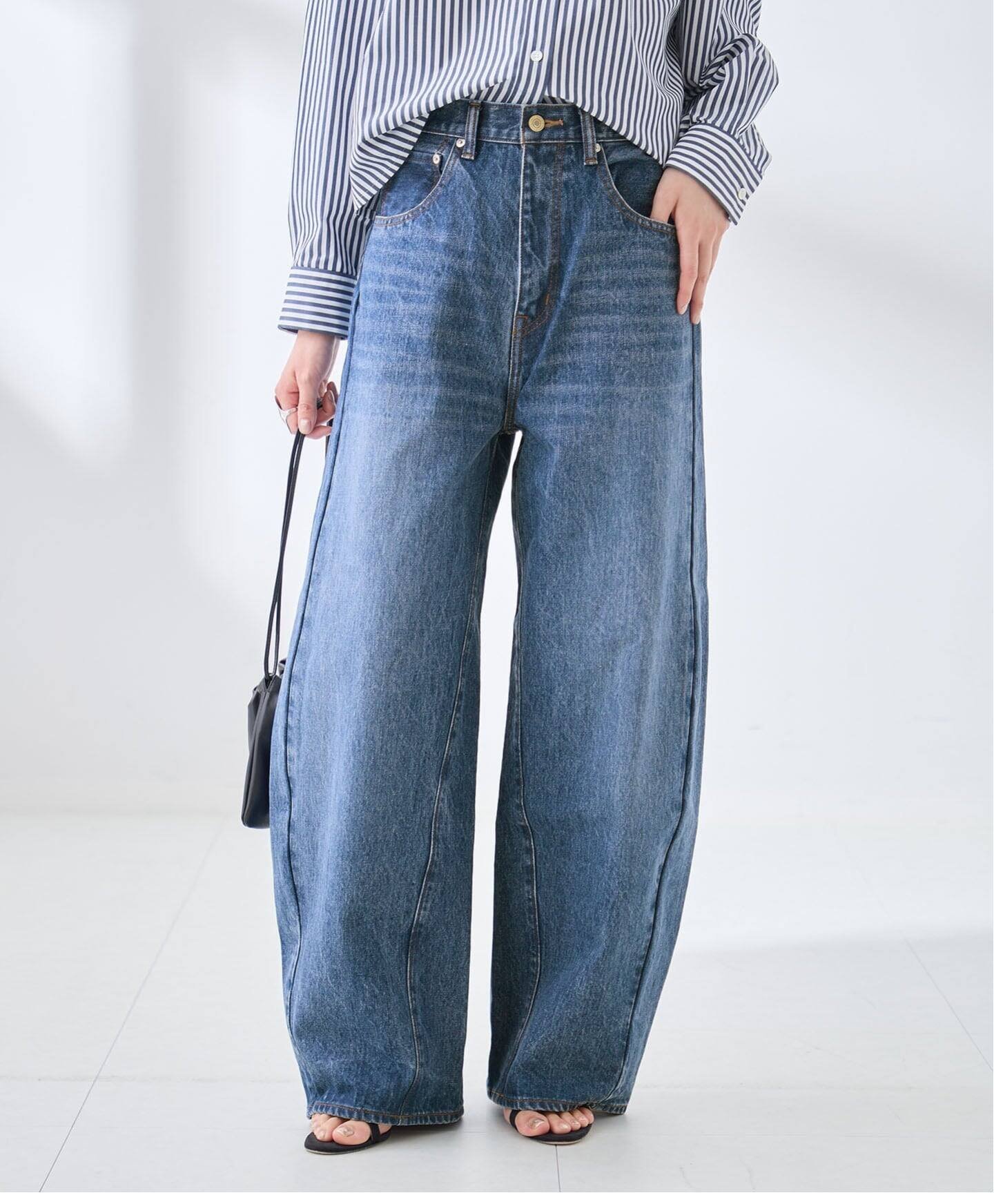 JOURNAL STANDARD L'ESSAGE バレルワイドデニムパンツ ジャーナルスタンダード レサージュ パンツ ジーンズ・デニムパンツ ブルー ネイビー