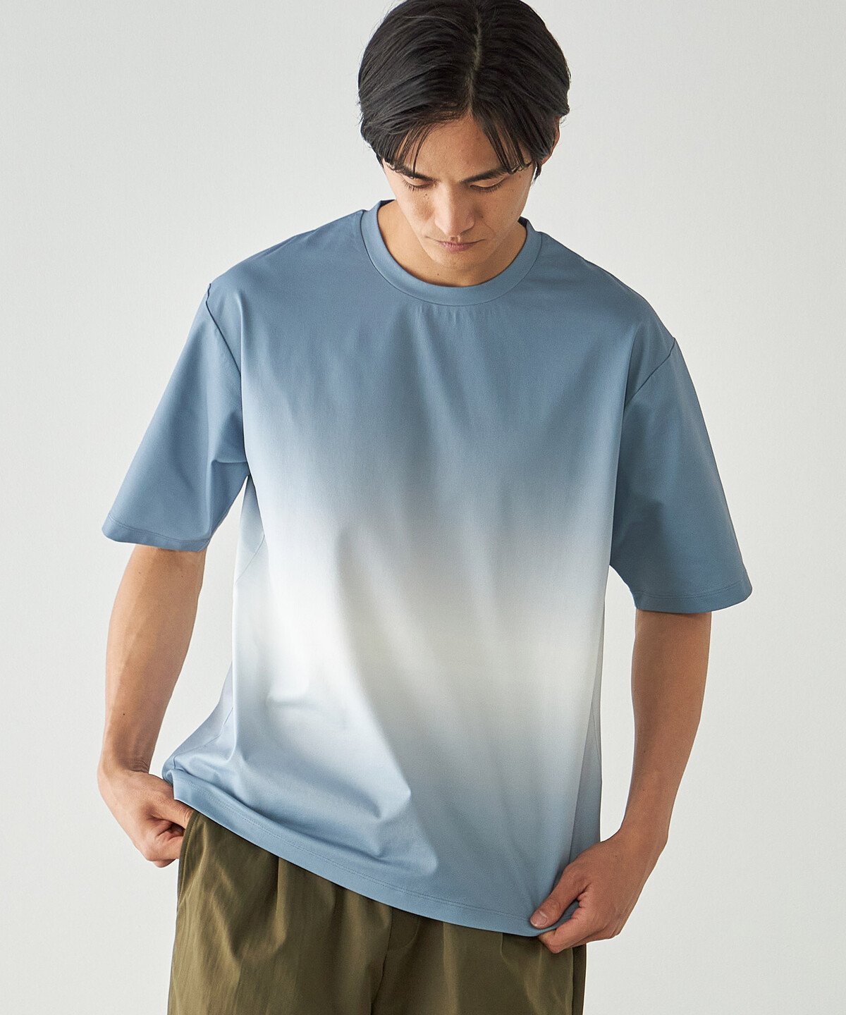 グラデーションプリント Tシャツ コムサイズム トップス カットソー・Tシャツ ブラック ネイビー