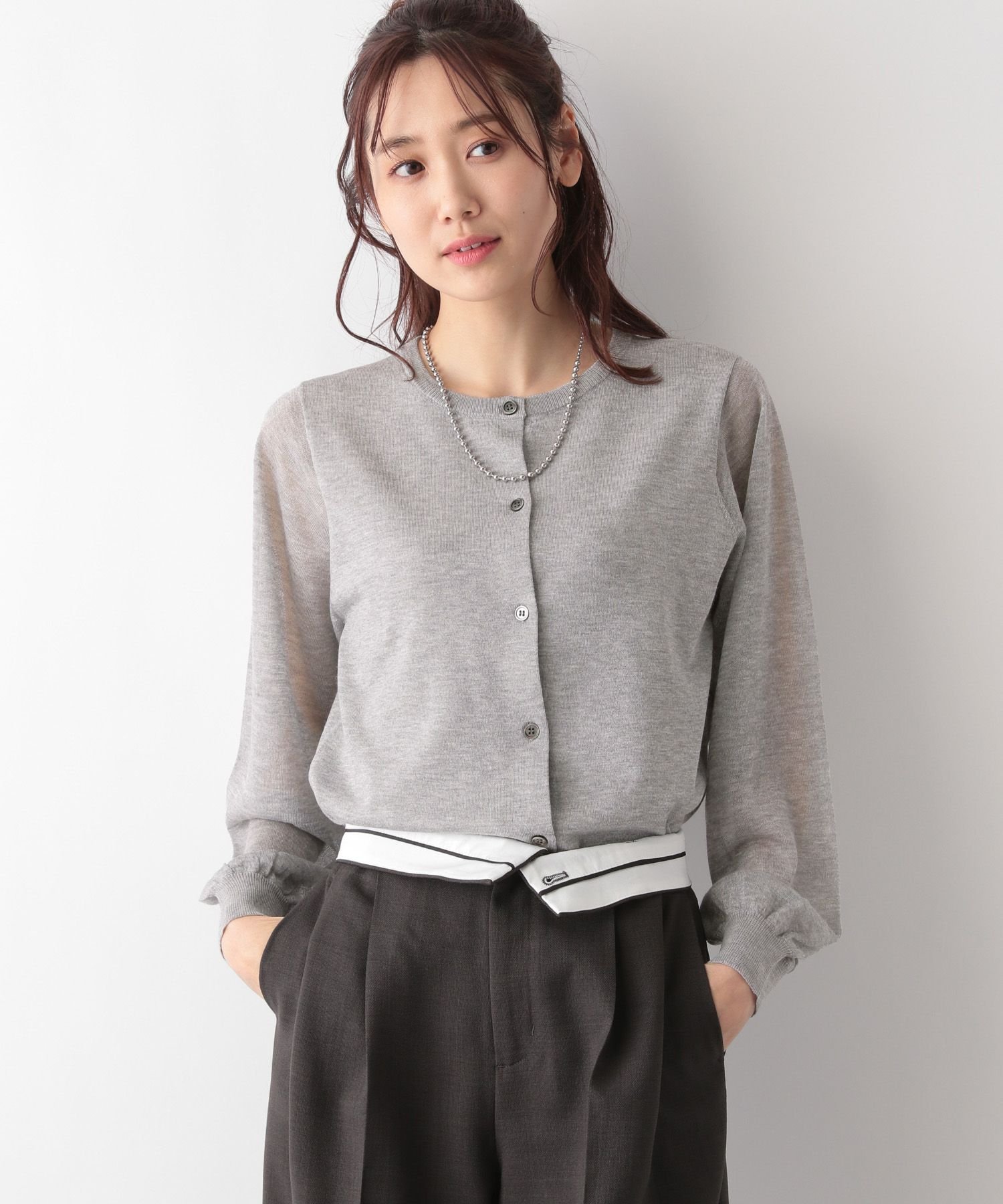 GLOBAL WORK 洗えるラメニットクルーカーディガン/MATINEE LINE/106630 グローバルワーク トップス カーディガン グレー【送料無料】のサムネイル