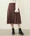 MILKFED. PLEATED PLAID SKIRT MILKFED. ミルクフェド スカート ミディアムスカート ブラック レッド ネイビー【送料無料】