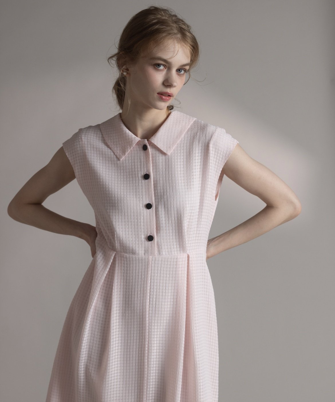 Maglie par ef-de 《WEB限定》シアーチェックワンピース マーリエ ル カセット ワンピース・ドレス シャツワンピース ネイビー ピンク ブラック【送料無料】