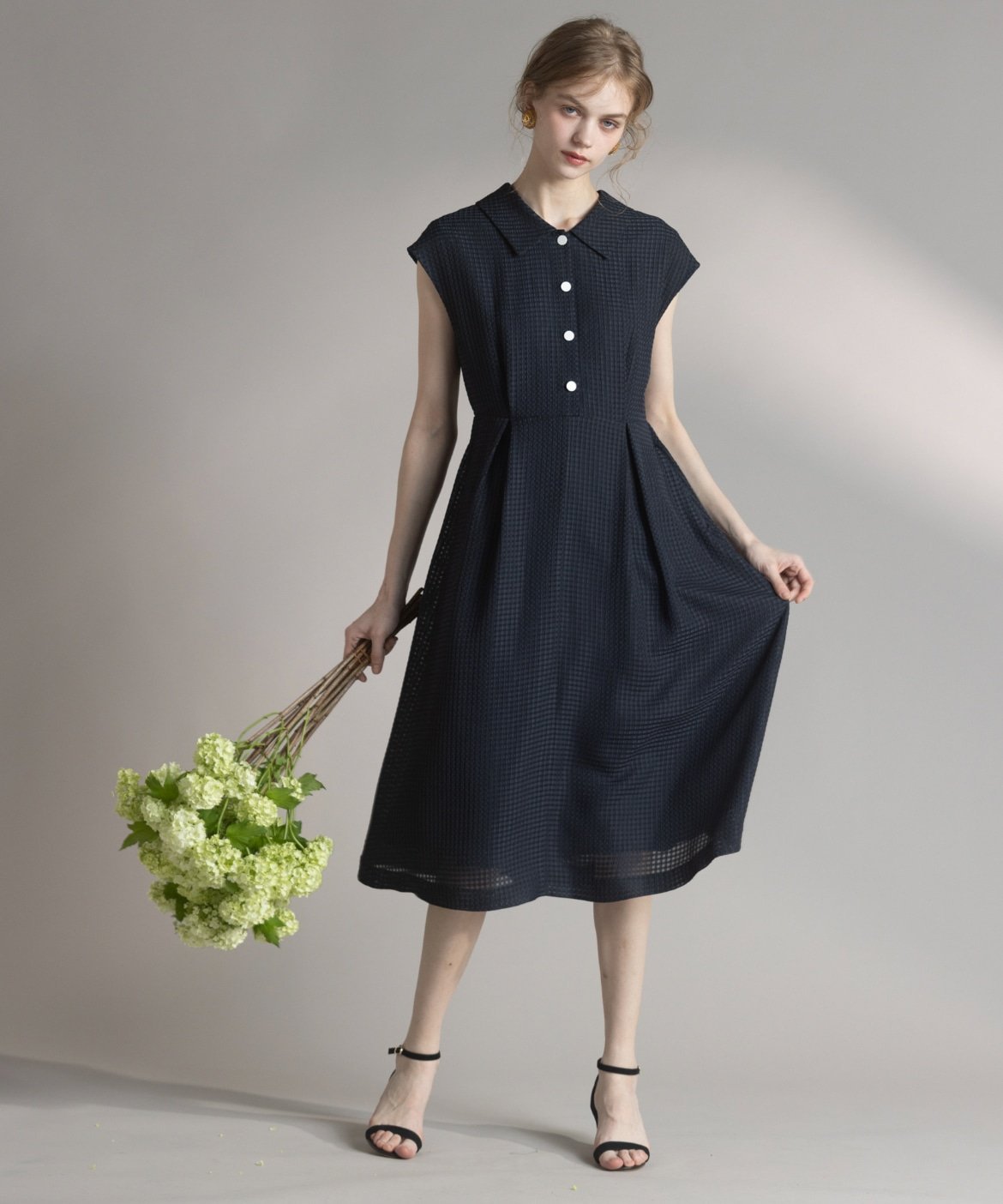 Maglie par ef-de 《WEB限定》シアーチェックワンピース マーリエ ル カセット ワンピース・ドレス シャツワンピース ネイビー ピンク ブラック【送料無料】