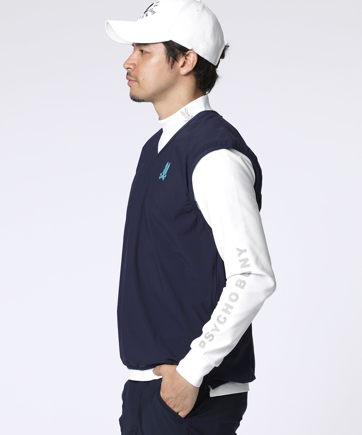 【SALE／40%OFF】Psycho Bunny [GOLF]ナイロンストレッチ ジャージベスト サイコバニー トップス カットソー・Tシャツ ネイビー ブラック【送料無料】